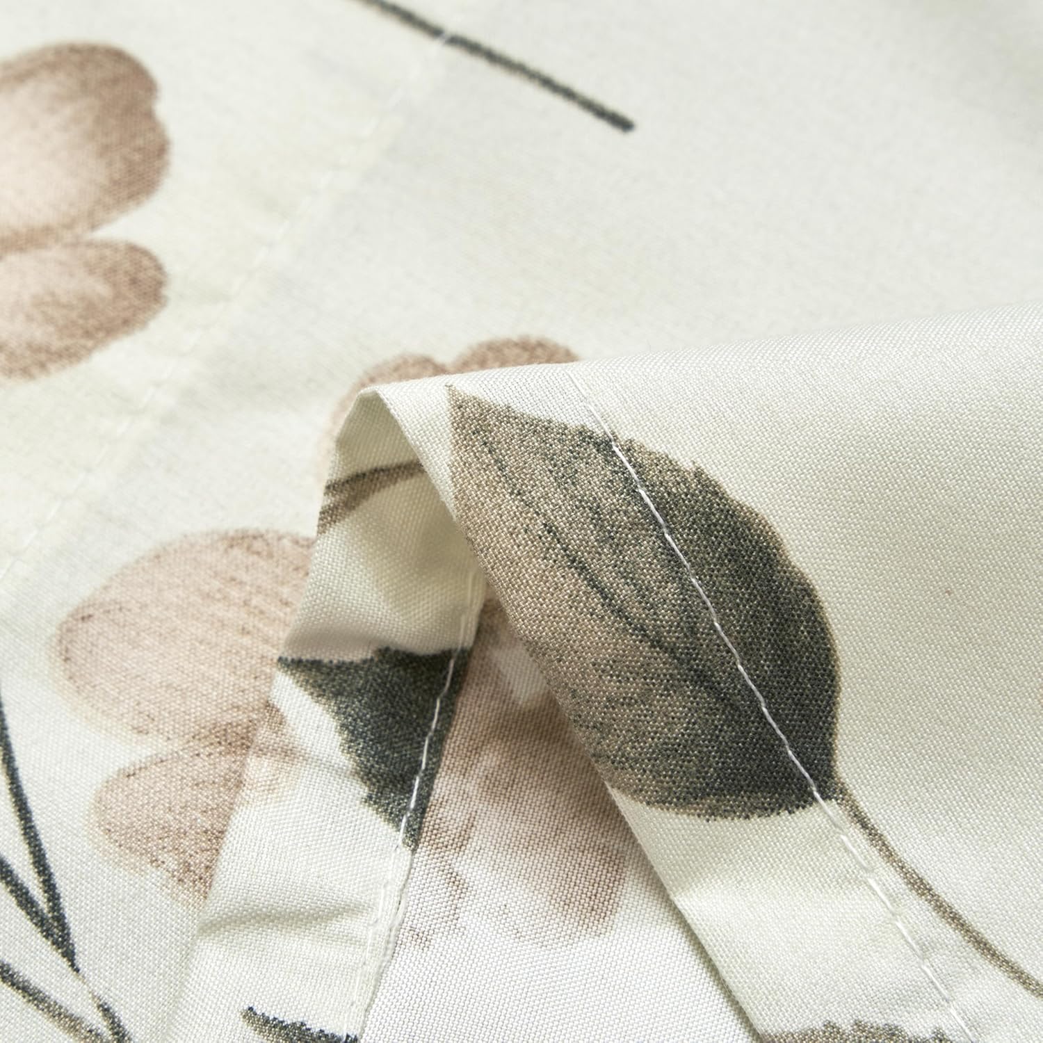 DaDa Bedding Enchanted Meadow Semi-Sheer Valance - Floral Elegance in Beige, Rose, and Soft Green, Light Filtering See Through Microfiber, Rod Pocket Design, 18x52 Inches