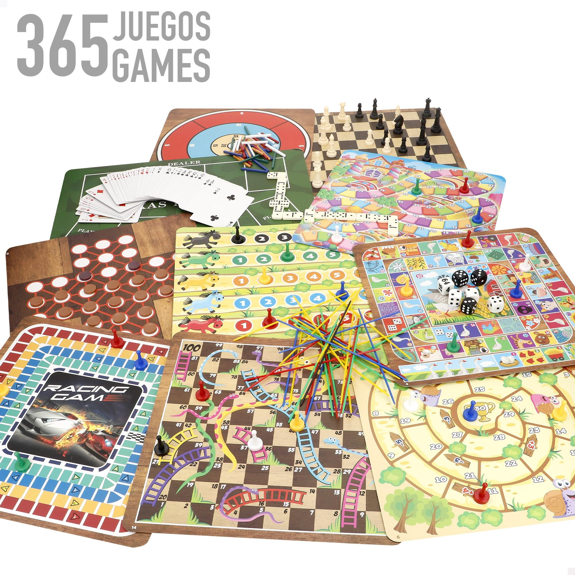 COLORBABY CB Games Pack 365 Juegos de Mesa, Caja metálica, 10 tableros multijuego, Fichas, 7 Dados, Juego de la oca, Backgammon, 1 a 8 Jugadores, Juguete Educativo, Juguetes +6 años (39521)
