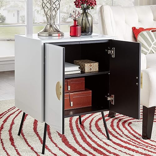 Miniatura 5 de Inspire Q Eitan - Armario decorativo de cristal blanco de 2 puertas de Bold