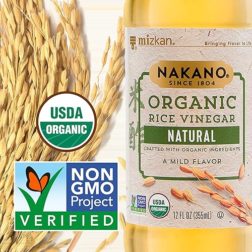 Miniatura 6 de Nakano Vinagre de arroz orgánico natural, vinagre para salsa salteada, vinagreta de ensalada y adobo, vinagre de cocina para usar en recetas, 12