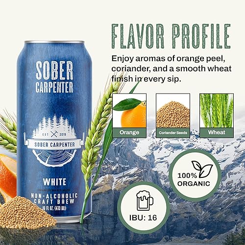 Miniatura 5 de SOBER CARPENTER - Cerveza sin alcohol de trigo blanco estilo belga, cerveza artesanal para todas las ocasiones, licores sin alcohol y alternativa al