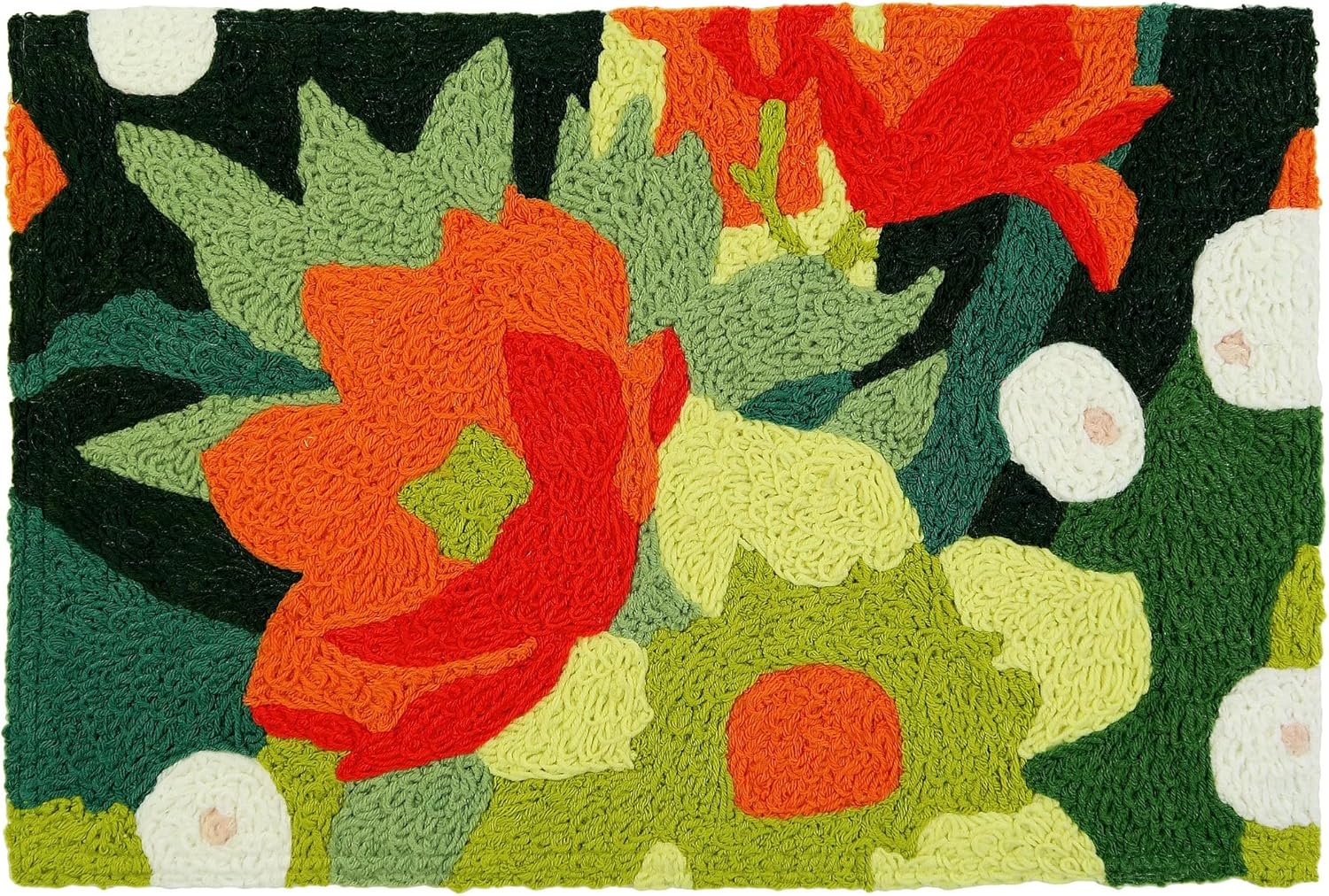 Stained Glass Floral Jellybean Accent Rug with Flowers Floral Rug 20x30 Doormat