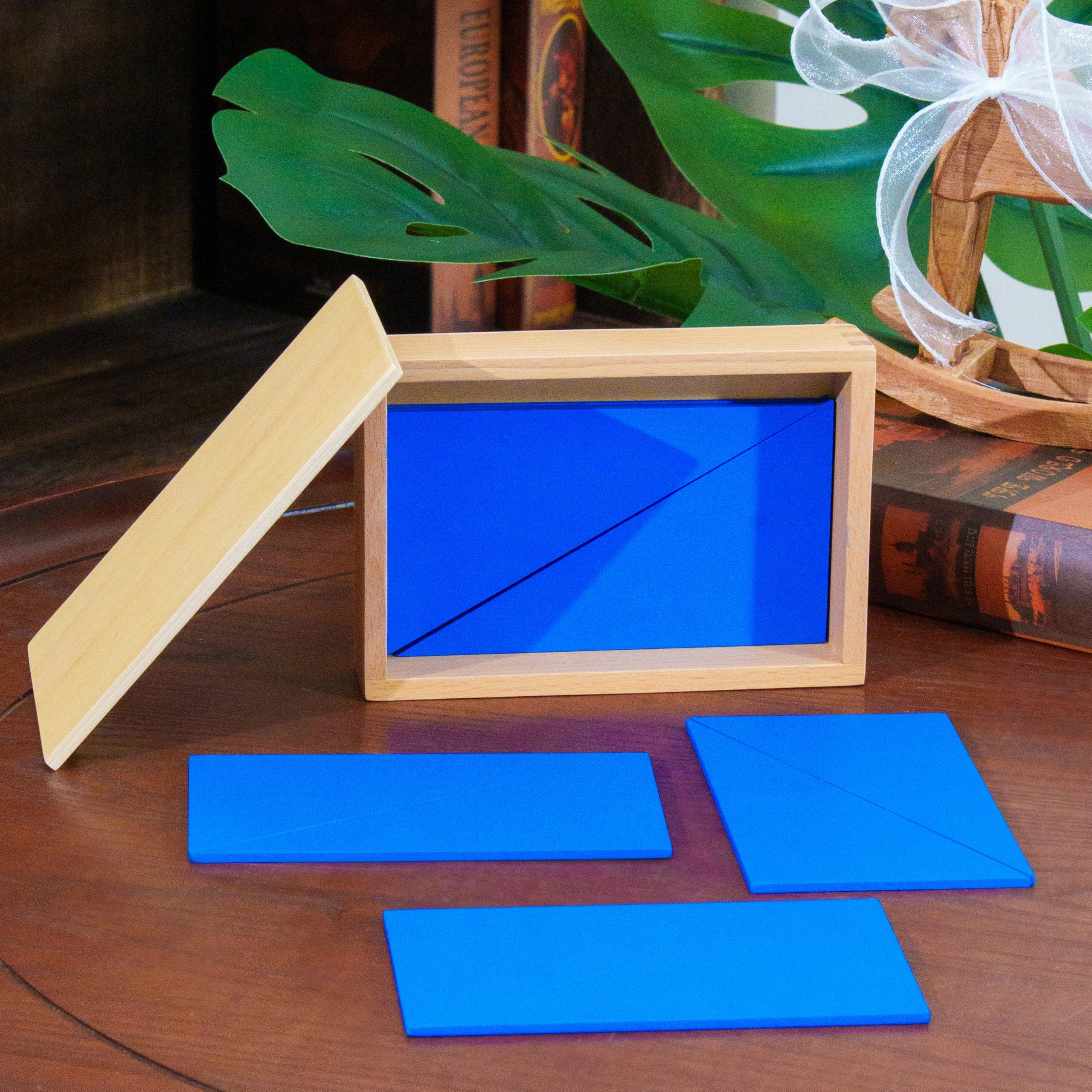Premium Montessori zestaw materiałów sensorycznych 1 z różową wieżą i brązowymi schodami – 14 zabawek sensorycznych z drewna bukowego dla dzieci w wieku 3-6 lat, do przedszkola i szkoły