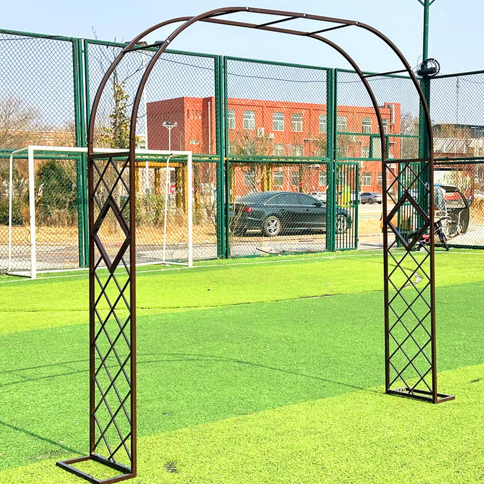 Arco per pergolato da giardino in metallo resistente, per piante rampicanti, resistente alle intemperie per pergolato con basi