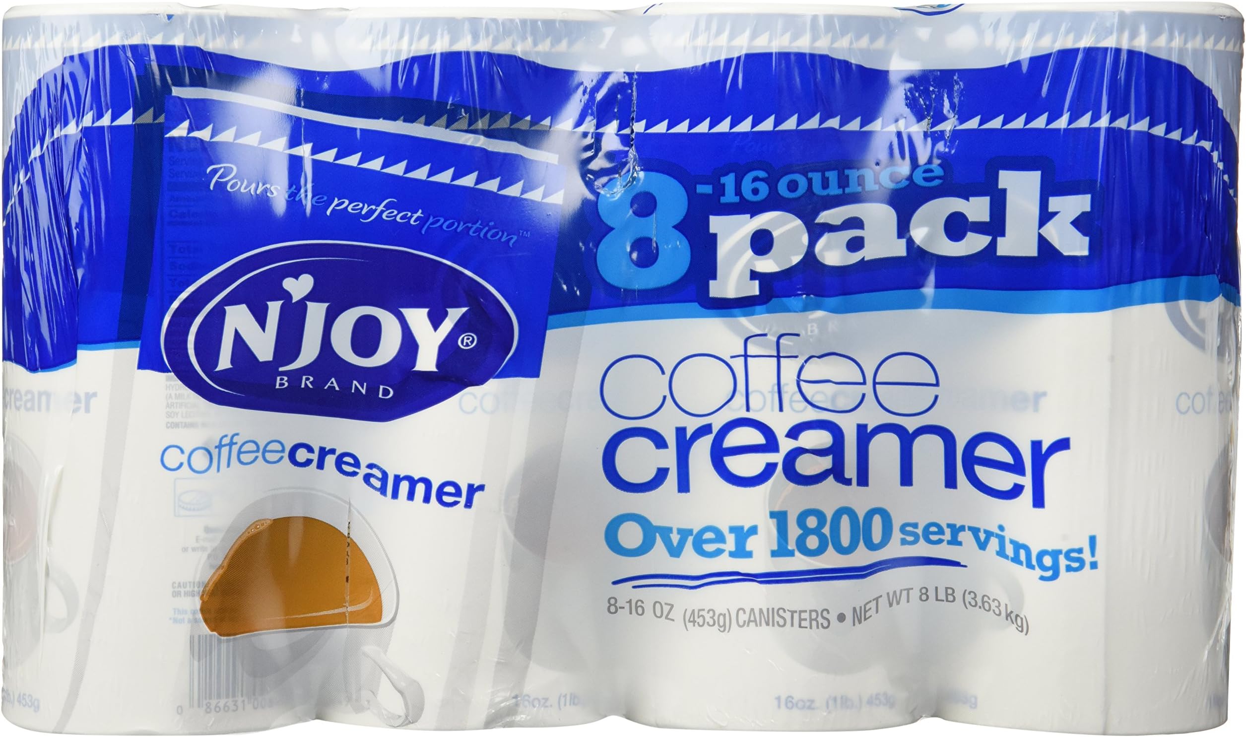 N'JoyCoffee Creamer, 16 Ounce Canisters, Pack of 8