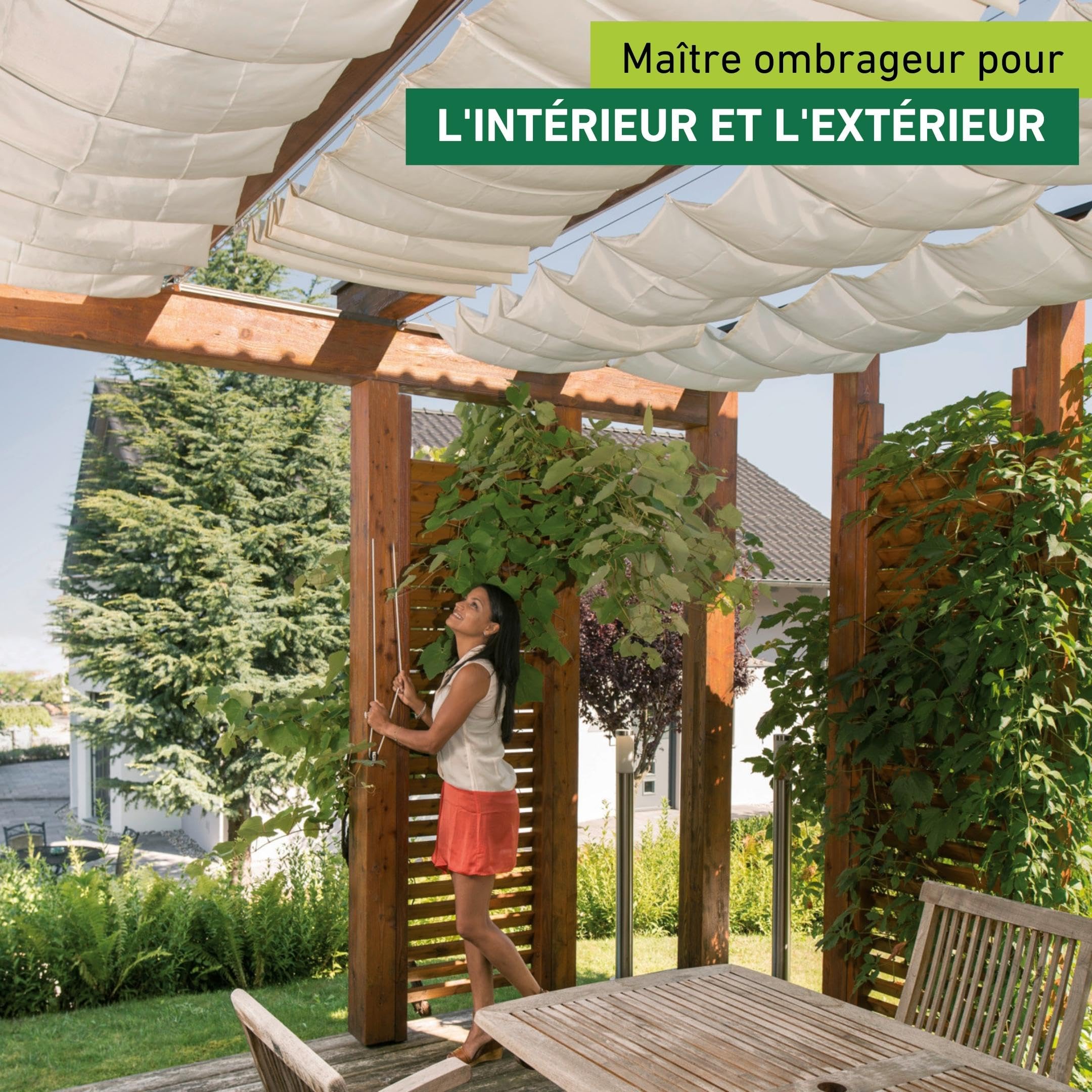 Windhager Voile d’ombrage pour système de câbles 420 x 140 cm Blanc, Protection Solaire pour Balcon, terrasse et Jardin, Toile d’ombrage rectangulaire résistante aux UV, Installation Facile, 10872