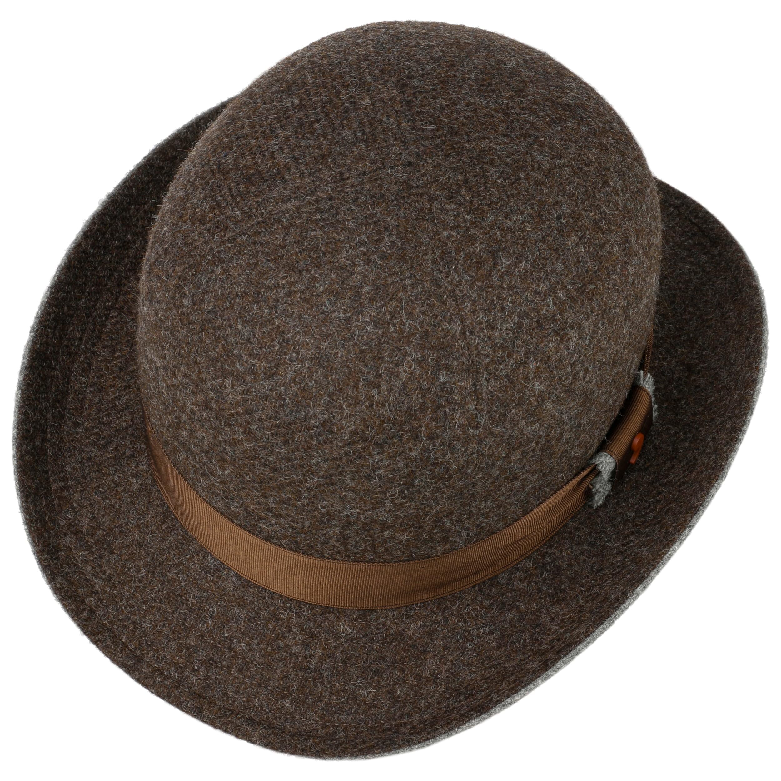 Melon Shetland WoolD´Este Homme - Made in Italy Chapeau en Laine avec Doublure, Ruban Gros Grain Automne-Hiver
