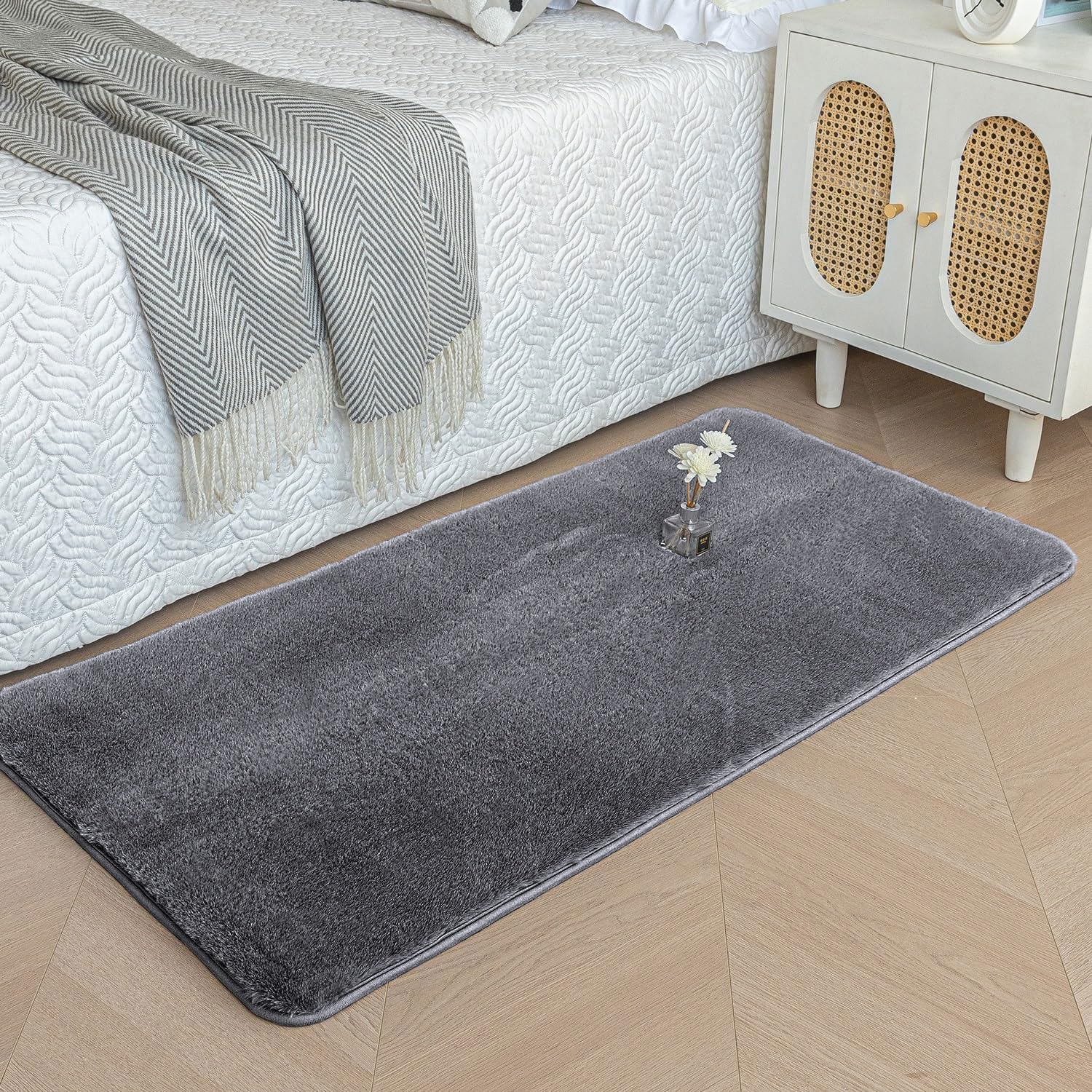 Luxe Home Rabbit Fur Runner - Soft Grey 2x5 Feet -10 Luxe Home Rabbit Fur Runner - Soft Grey 2x5 Feet -10