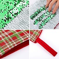 Vista 8 de Retro Cassette Tape Christmas Stocking 13.2in, Glitter Sequins Xmas Stocking with Hanging Loop, Fun Gift Bag for Holiday Party Decor, One