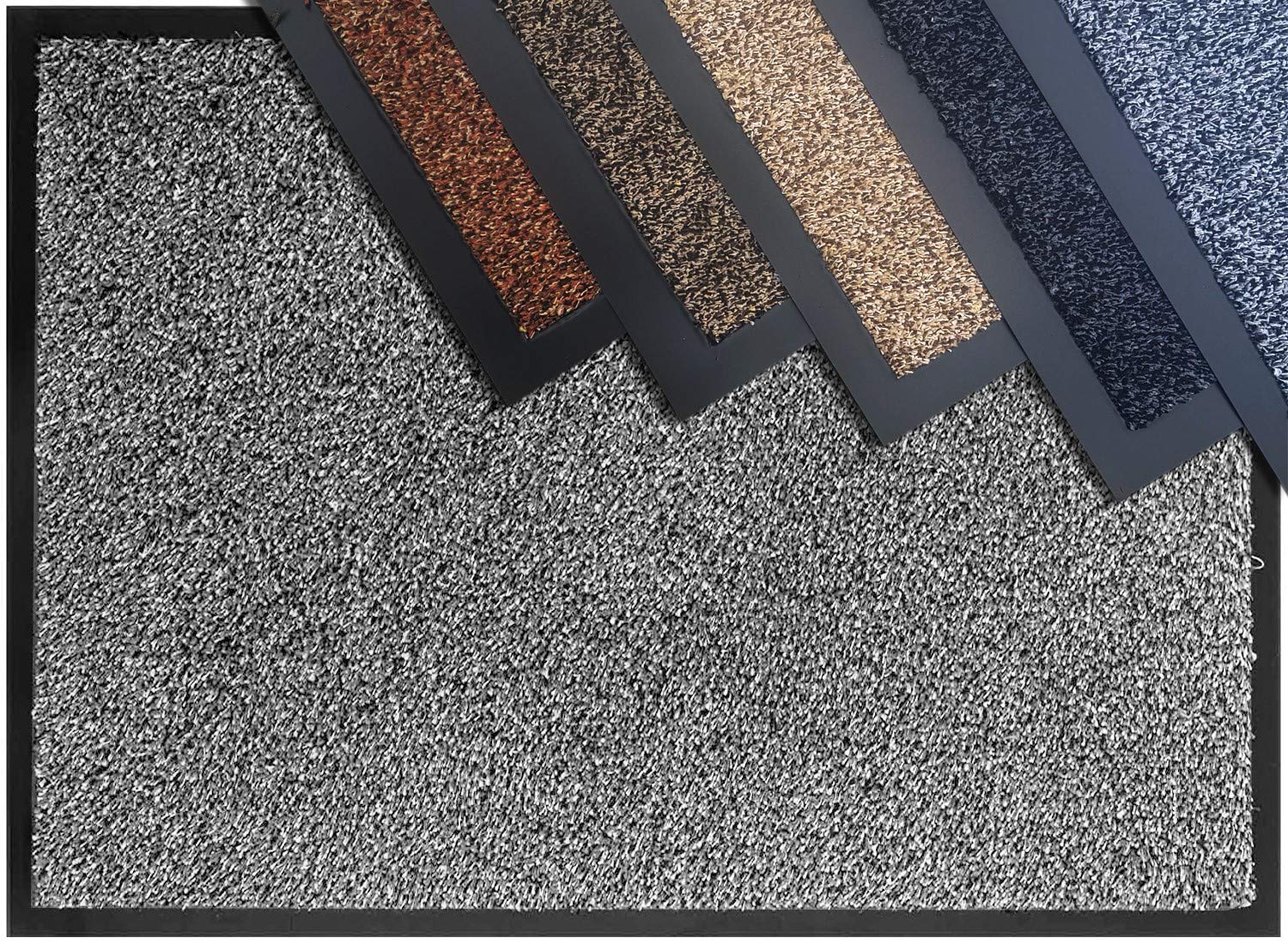 TrendMakers Dirt Trapper Door Mat - Barrier Mat | Indoor Outdoor Mats for Front Door | Super Absorbent Non-Slip Doormats | Soft COTTON PILE Washable Floor Mats | - Grey - 40 x 60cm