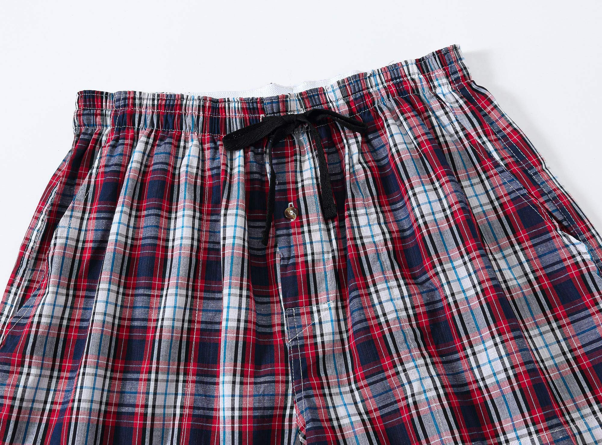 MoFiz Hombre Pantalón Corto de Pijama Casual Shorts a Cuadros de Algodón con Bolsillos