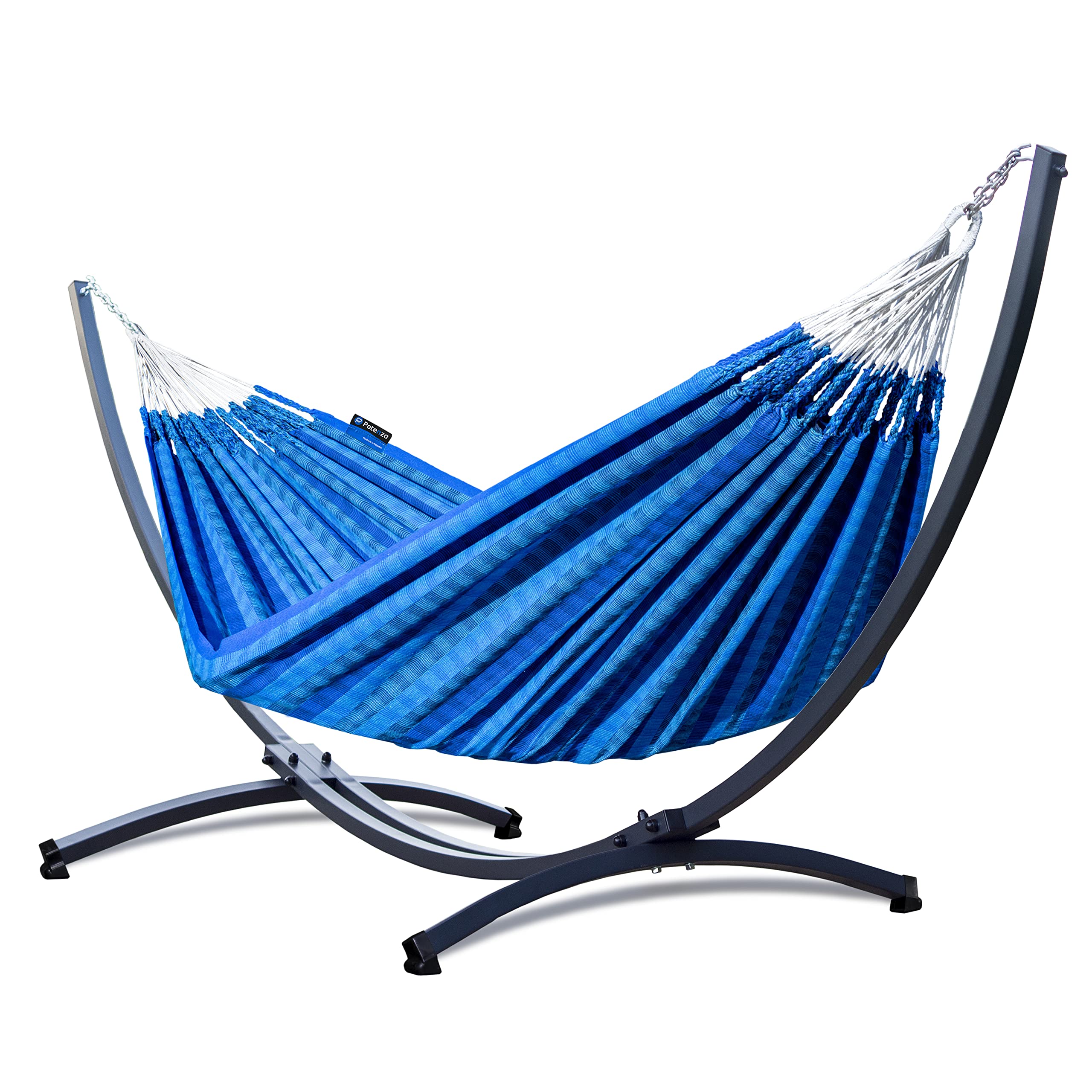 Potenza Hamac Colombien avec Support en Acier Grande | pour 2 Personnes | Hamac 230x160 | Charge Maximale jusqu'à 220 kg (Bleu)