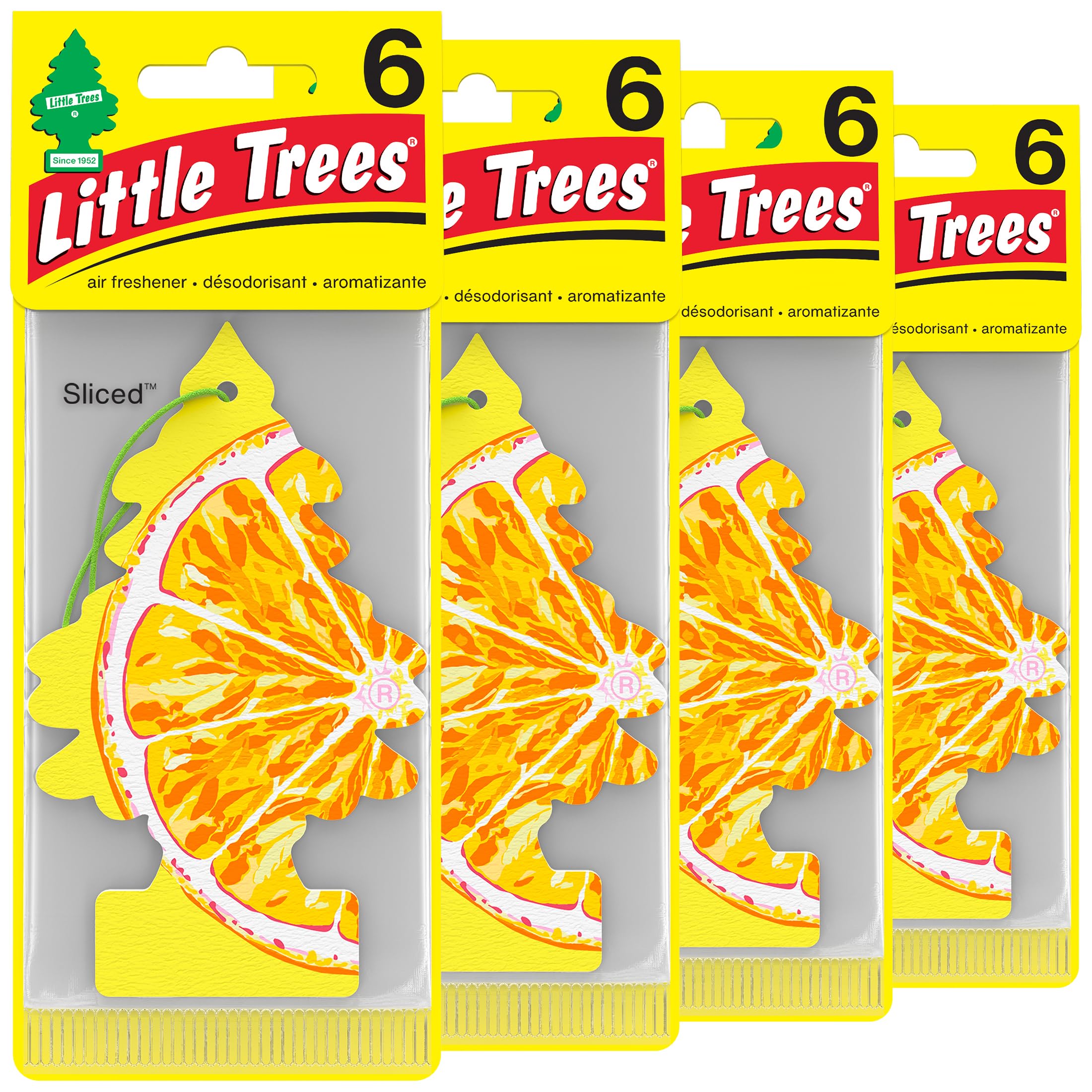 LITTLE TREES Car Air Freshener | Hanging Tree Provides Long Lasting Scent for Auto and Home | Sliced, 24 Air Fresheners (Pack of 36) Sliced 4 Count (Pack of 36)