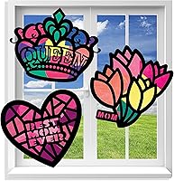 Vista 14 de VHALE Suncatchers Craft 3 juegos (9 recortes) con papel de seda con efecto de vitral, kit de atrapasoles, arte de ventana, manualidades en el aula