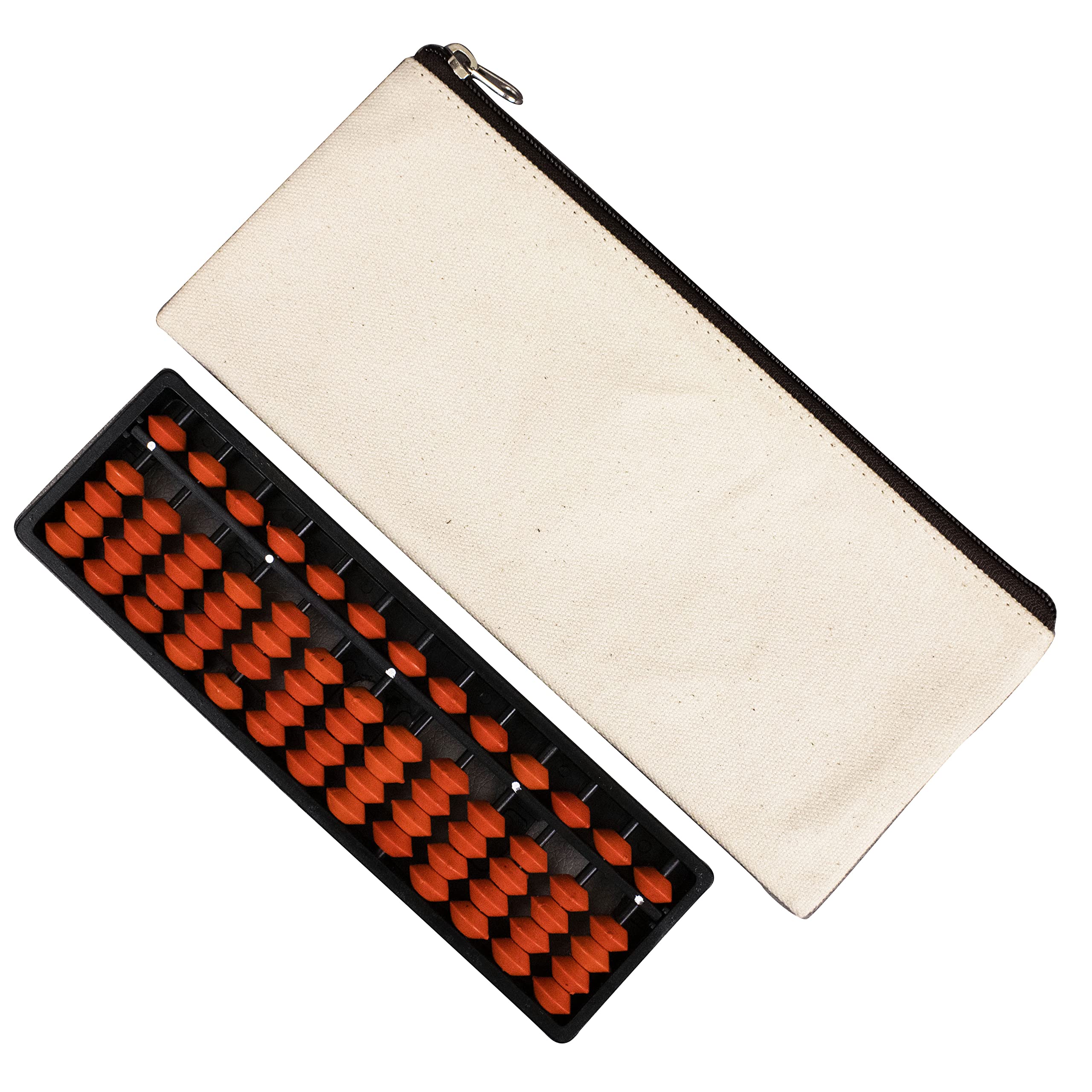 Abacus Math Learning Kit for Kids 13 Rod Abacus with Canvas Pouch - White (Brown)