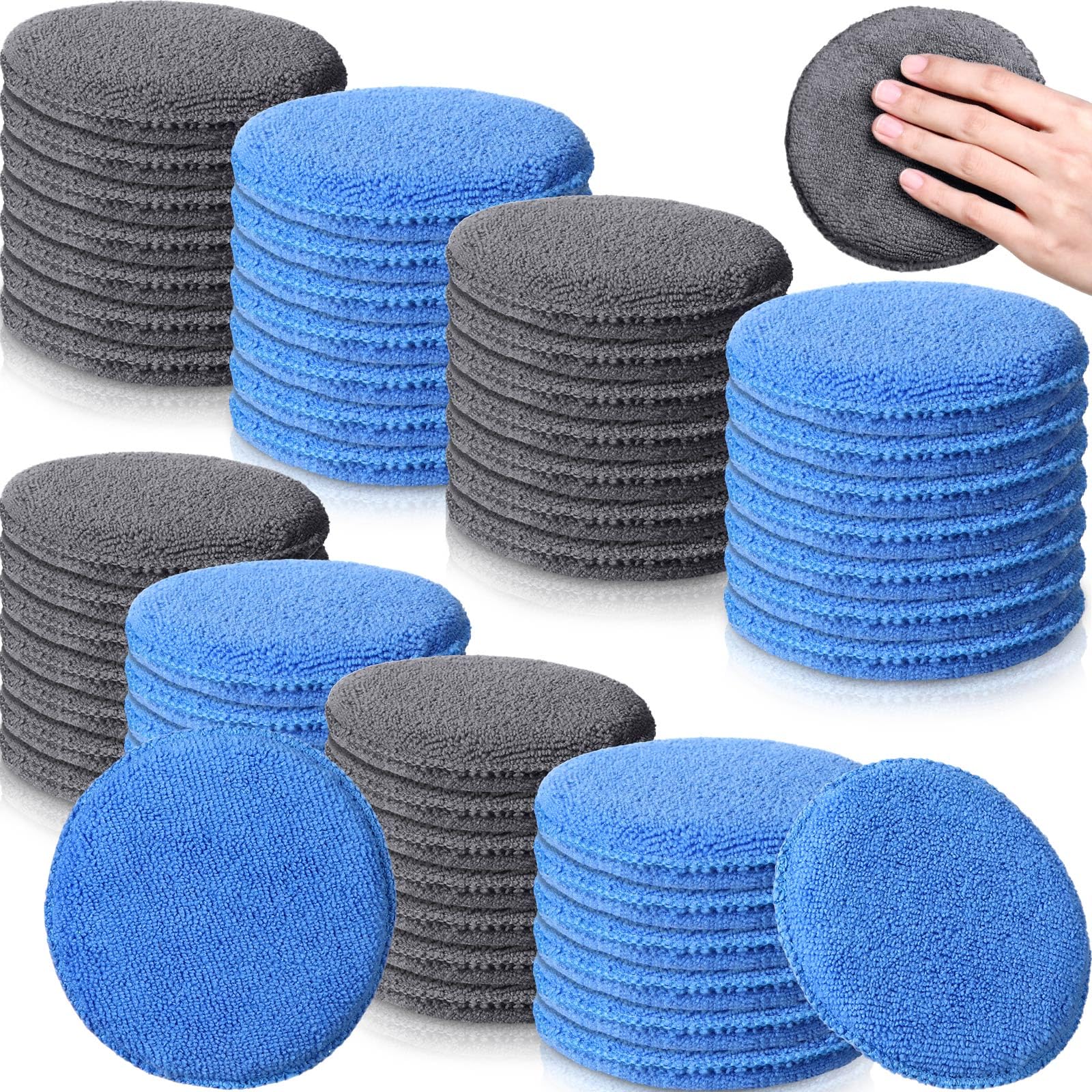 FillTouch 50 almohadillas aplicadoras de cera de microfibra de 5 pulgadas de diámetro, aplicador de cera suave, almohadillas de cera de esponja de microfibra para pulido de coche, suministros de