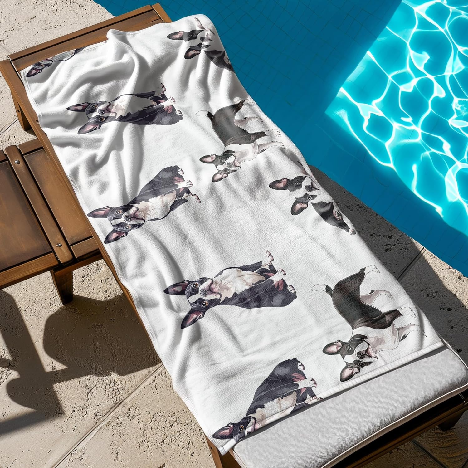 Boston Terrier Dog Beach Towel, Boston Terrier Gifts Bath Towels, Dog Mom Dad Lovers Gifts for Women Men, Gift for Pet Lovers Pool Swim Towels for Bathroom Decor, 60x30 Inches - Image 2