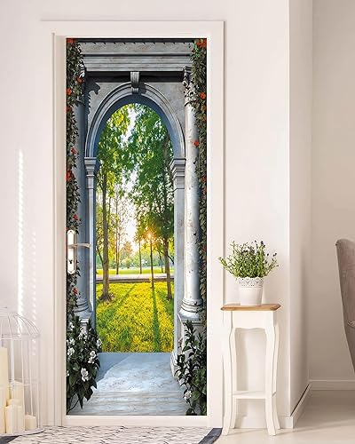 Miniatura 5 de FLFK - Mural para puerta, adhesivo 3D para puerta, autoadhesivo, extraíble, para decoración del hogar, 30.3 pulgadas de ancho x 78.7 pulgadas de