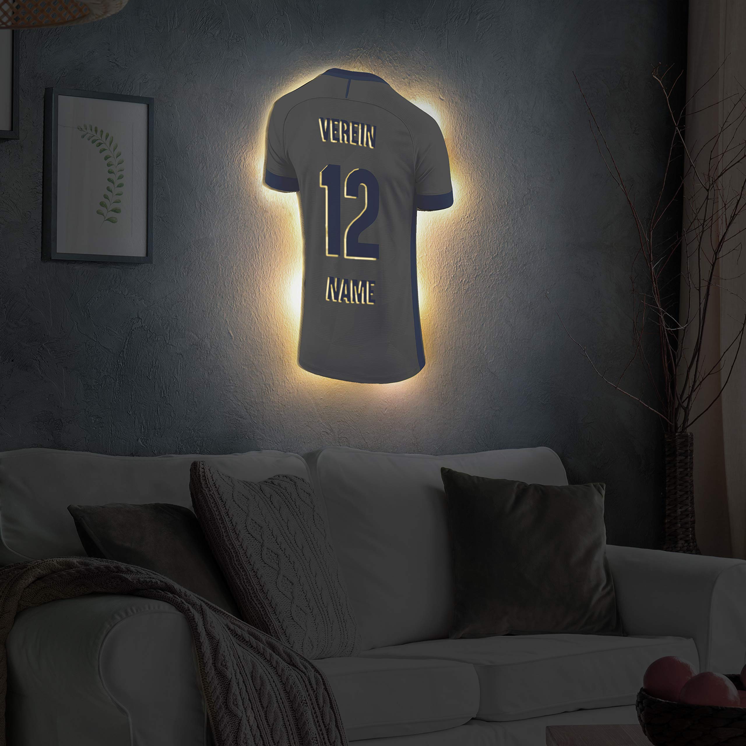 Elbeffekt Trikotlampe für Hamburg Fans aus Holz - personalisierbares Geschenk - schenke Dein individuellen Hamburg Fanartikel aus Echtholz