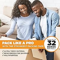 Vista 2 de Cinta adhesiva King. Cinta de embalaje transparente, 60 yardas por rollo (paquete de 6rollos). Compuesto más fuerte y más grueso.