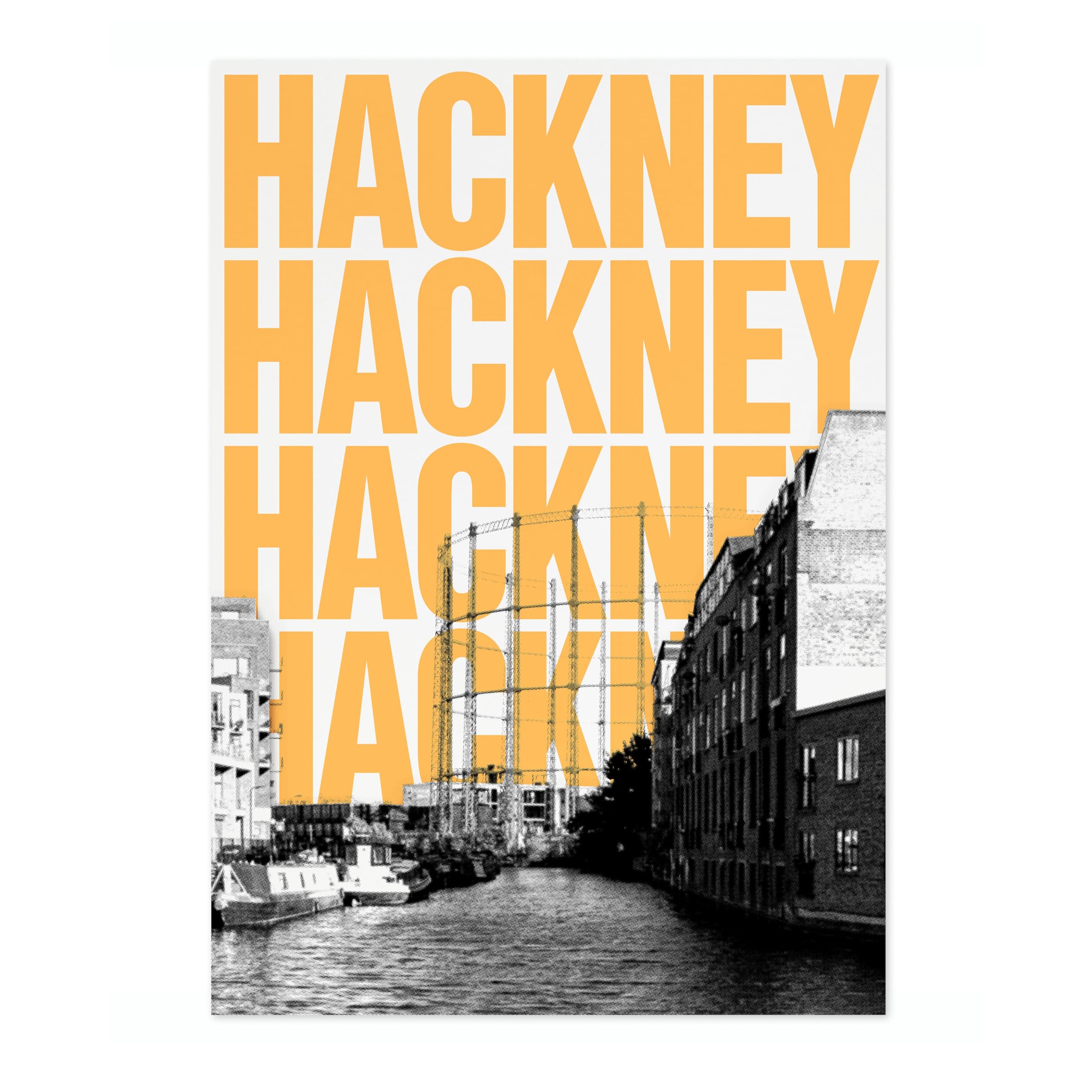 Animato Hackney, London London Travel Poster, Colourful Typographic Trendy Design Print, Bedroom Wall Art Home Decor, Archival Matte, A3 (Print Only) - 42x29.7cm