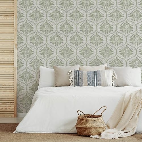 Miniatura 2 de NuWallpaper NUS3621 Primitive Leaves - Papel tapiz para despegar y pegar, color verde