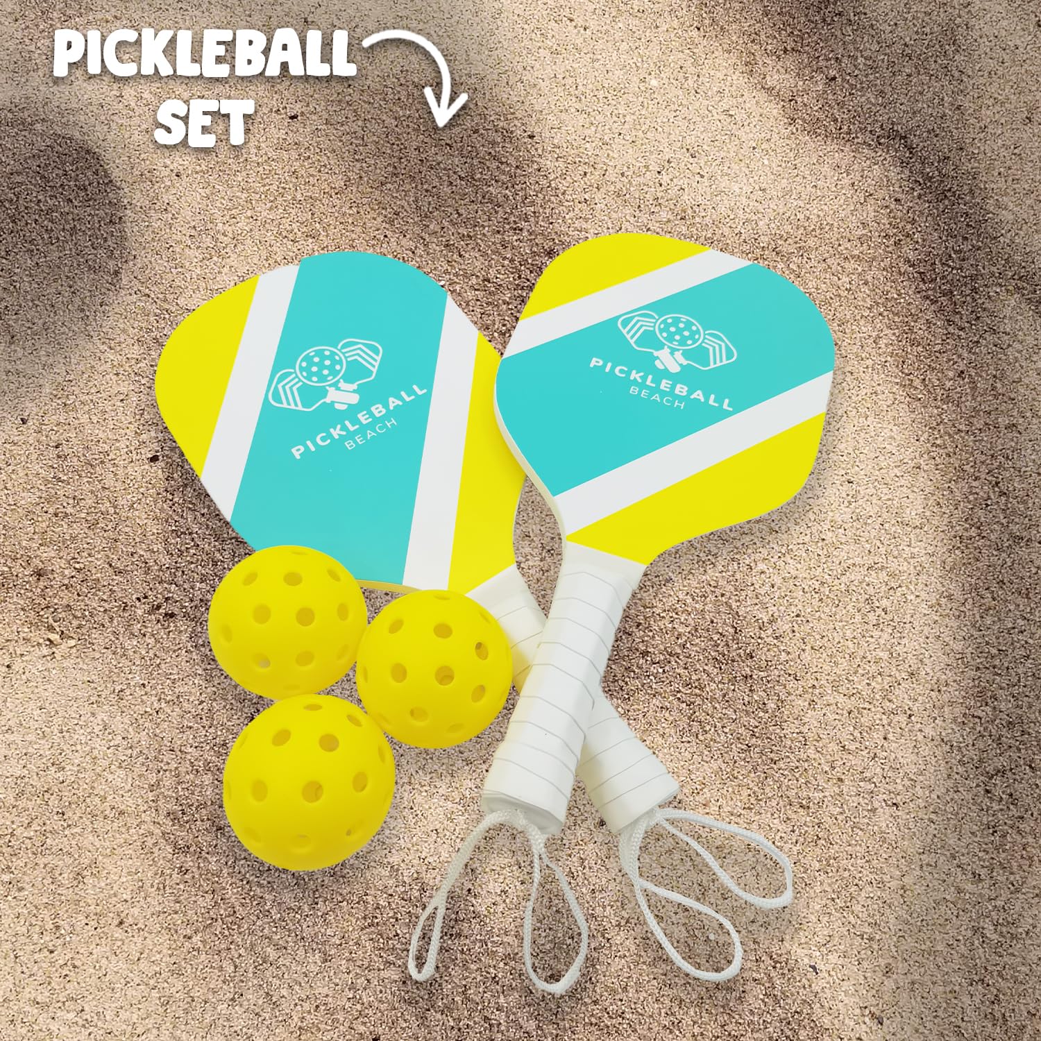 Pickleball Pro® | 2 Holzschläger + 3 Bälle | Offizielles Pickle Ball Set mit Transporttasche | Strand, Outdoor, Sport Spiel | Erwachsenenspiele | 100% Fun | OriginalCorner®