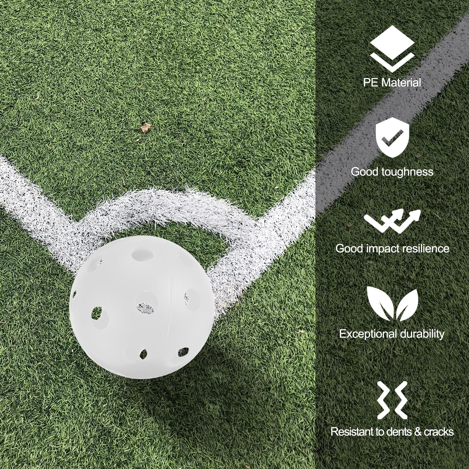 PATIKIL Outdoor Pickleball Balls 26 Holes 72mm(2.8inch) 23g(0.81oz) 6 Pack for Amateurs Indoor/Outdoor Sport, White - Image 4