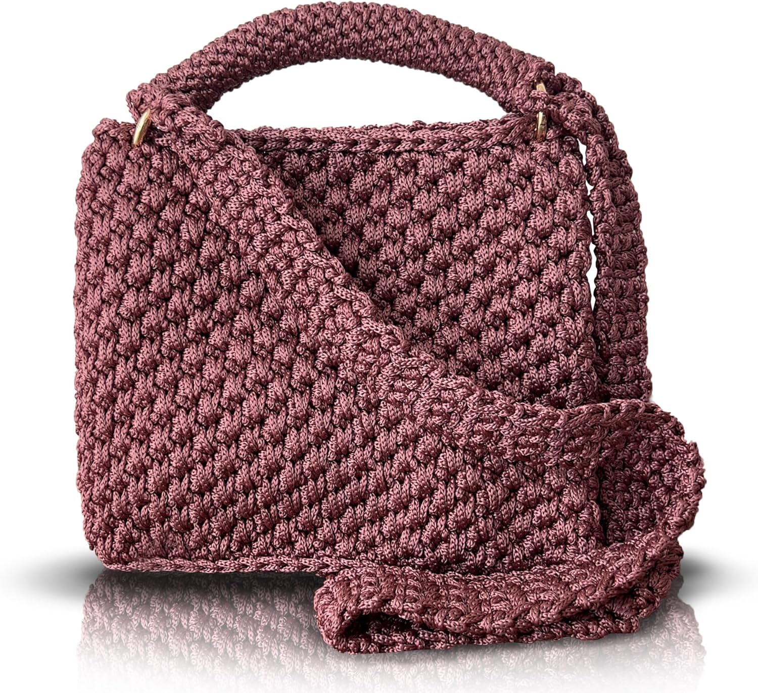 Handmade Crochet Shoulder Bag for Women – Boho Knit Crossbody Purse with Tassel, Lightweight Woven Handbag, Stylish Casual Satchel for Everyday & Travel - Image 5