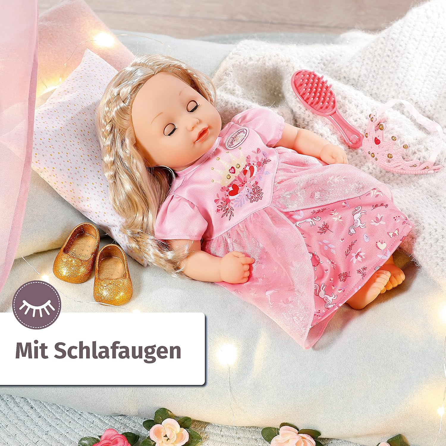 Baby Annabell Little Sweet Princess 36 cm, for Children from 1 Year Old, Promotes Empathy and Social Skills, Includes Dress, Shoes, Tiara and a Hair Brush