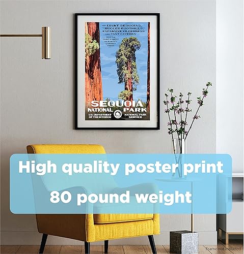 Miniatura 2 de National Park Posters Rob Decker - Póster del Parque Nacional Sequoia 13 x 19 pulgadas estilo WPA multicolor