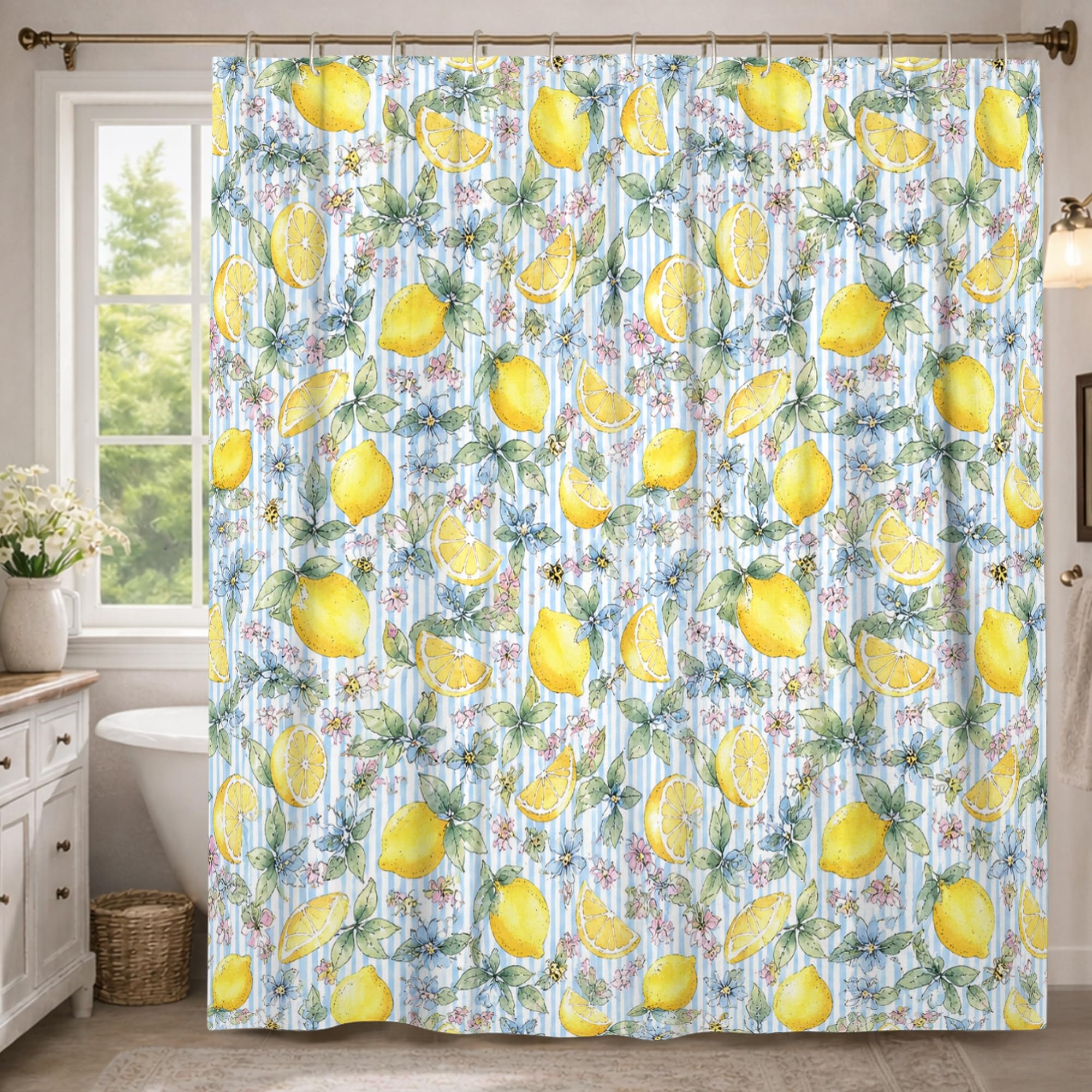 Rideau de douche extra long en toile imperméable pour hôtel et maison 183x243cm