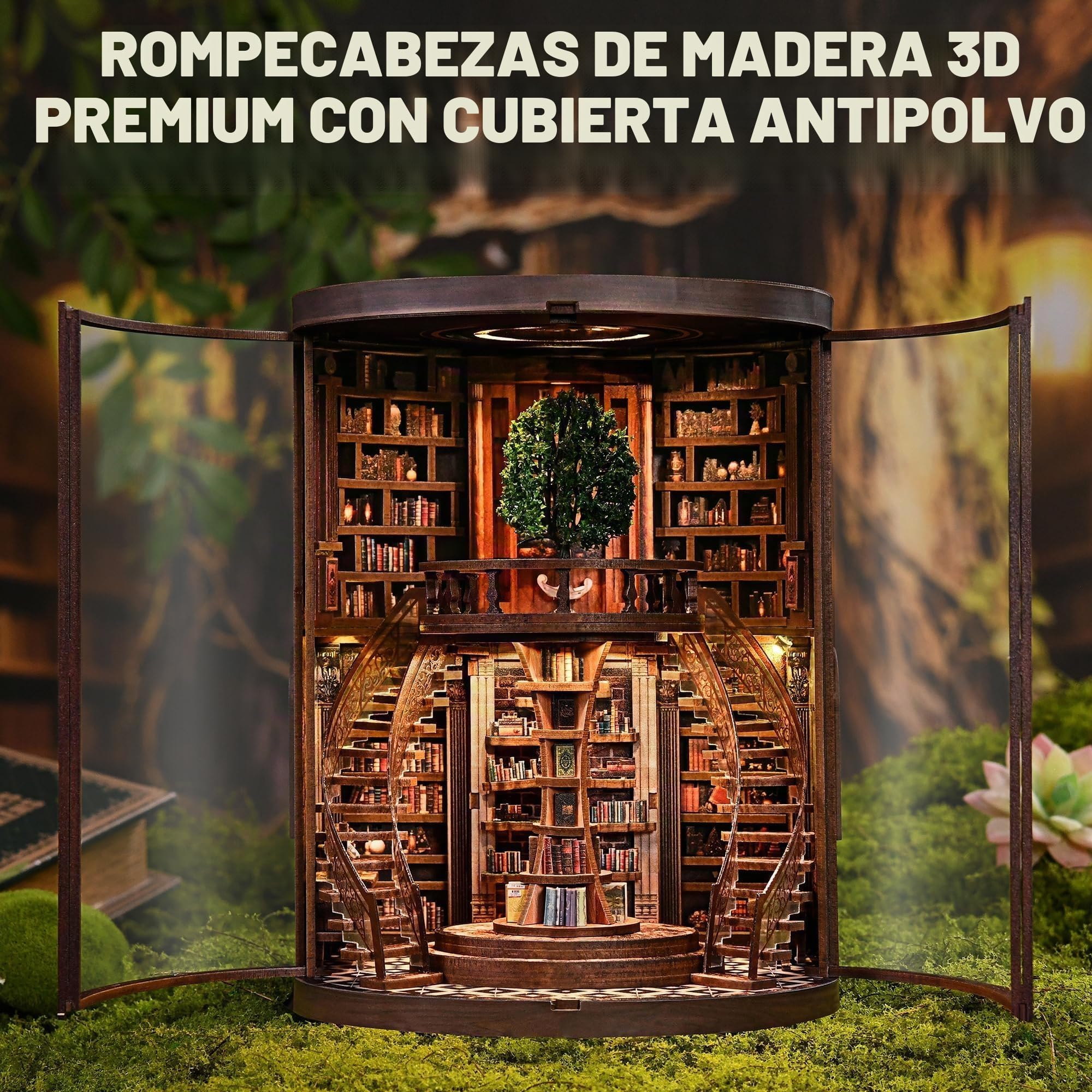 Book Nook Kit para Adultos - CRIOLPO Puzzle 3D de Madera con Luz LED - Modelo de Arquitectura y Decoración Artística para Coleccionistas
