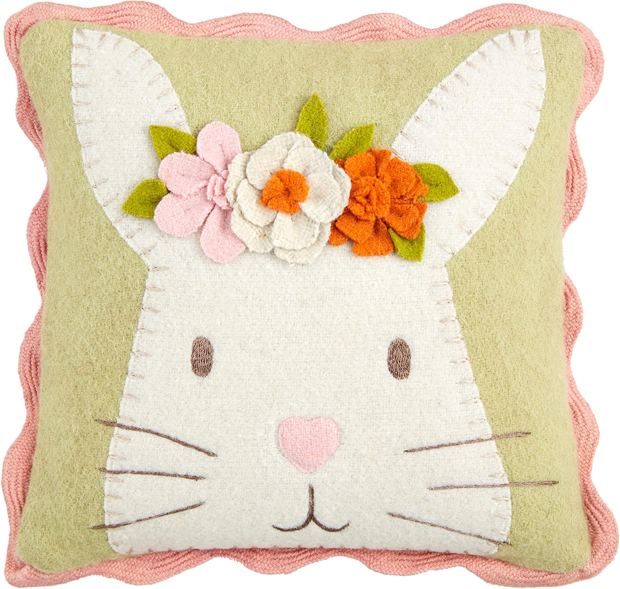 mudpie Bunny Truck Applique Pillow In Cream | Simon