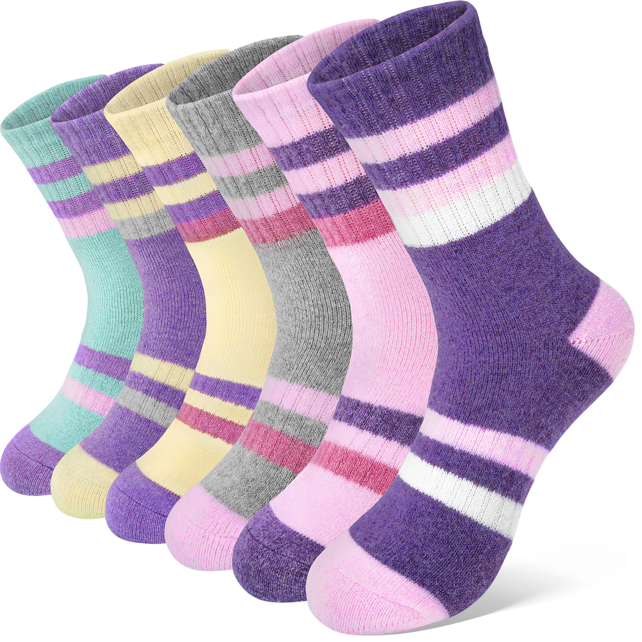 Anlisim Kids Merino Wool Hiking Socks for Boys Girls Toddlers, 6 Pairs