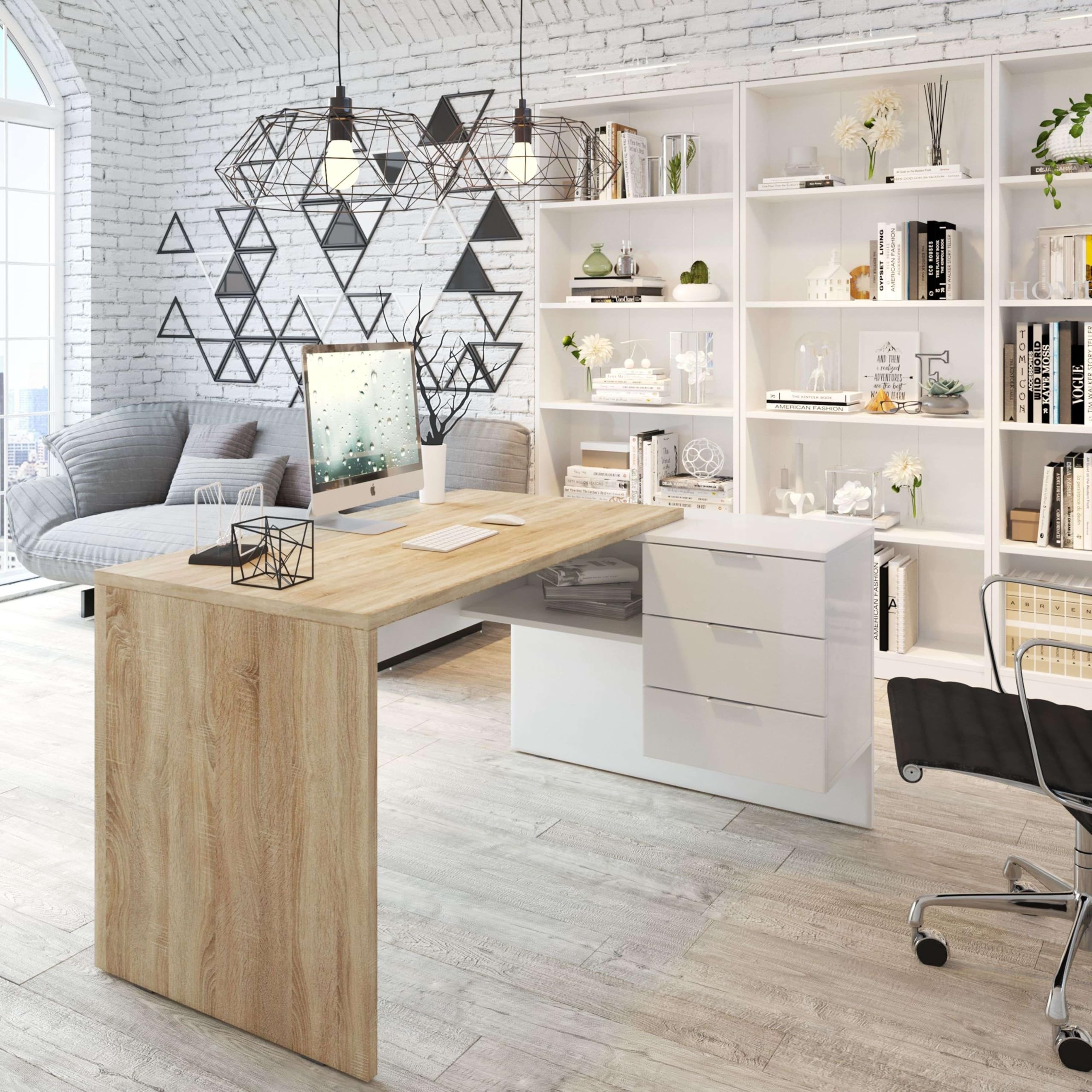 Habitdesign Magnolia B03 Libreria, Bianco, 80 x 28 x 201