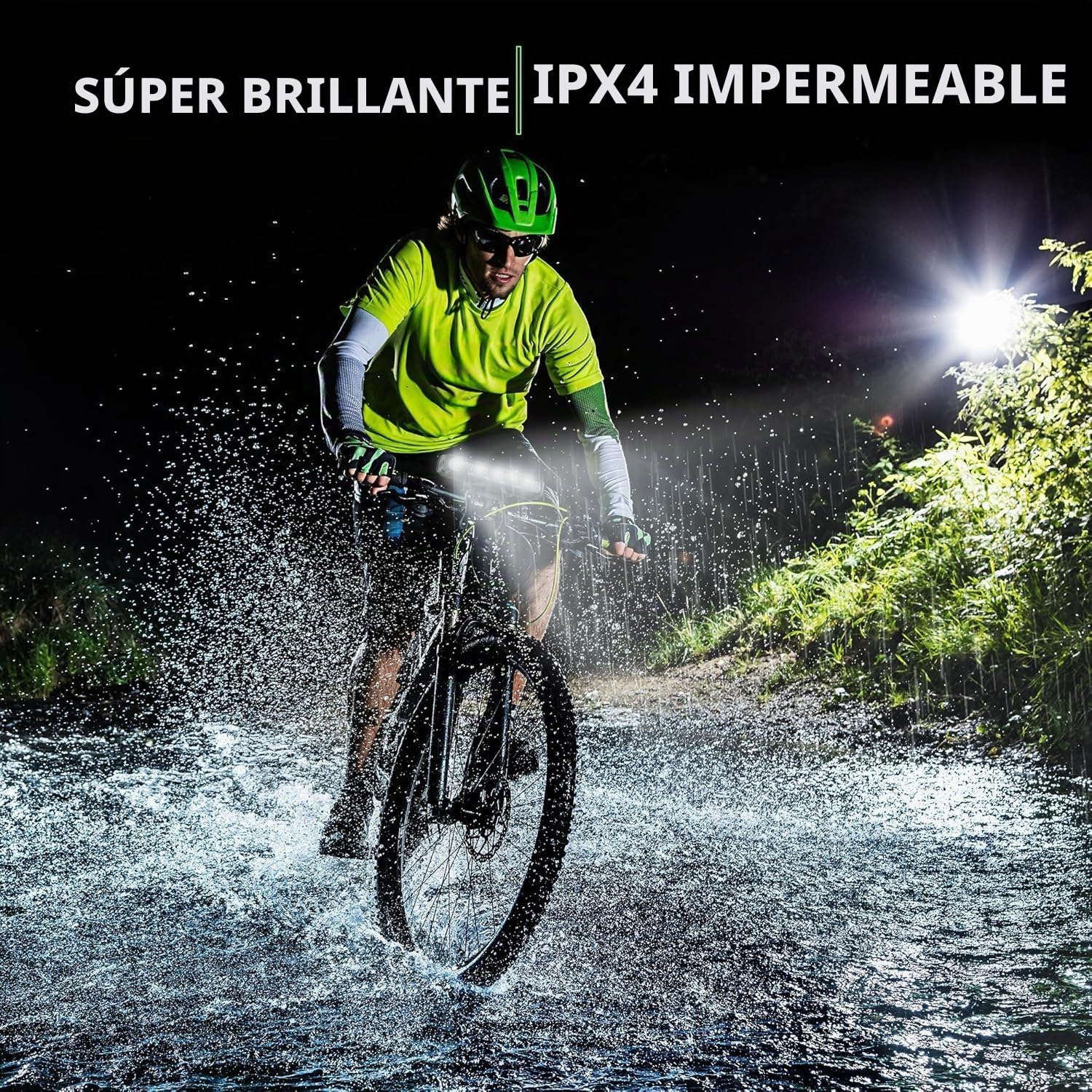 Luz Bicicleta Delantera,3250 lúmenes Luz Bicicleta Súper Brillante, 8000mah USB Recargable, 4 Iluminación Modos, IPX5 Impermeable Luces para Bicicletas para Montar Noche/Acampar