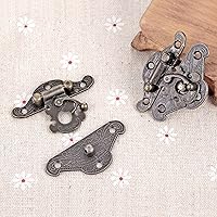 Vista 5 de Bisagras pequeñas para caja de madera, kit de reparación de 6 piezas de pestillo decorativo, bisagras, hebilla, pestillo decorativo con 12 diseños