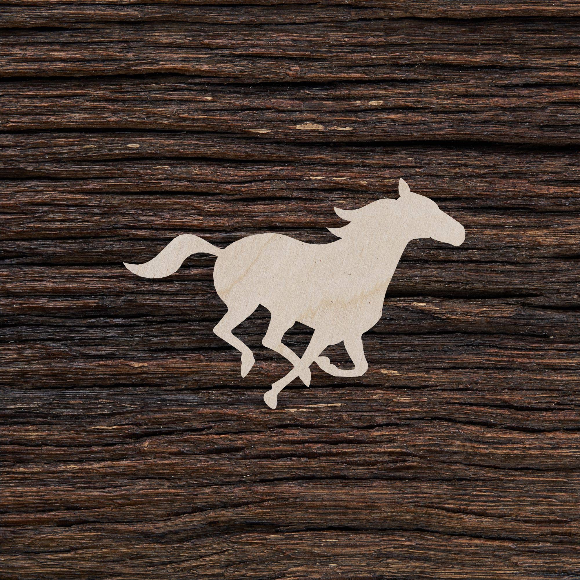 AT (W12) 10 Forme Di Legno Per Hobby Creative – Cavallo 7x6,5 Cm – Non Verniciate, Pronte Da Decorare