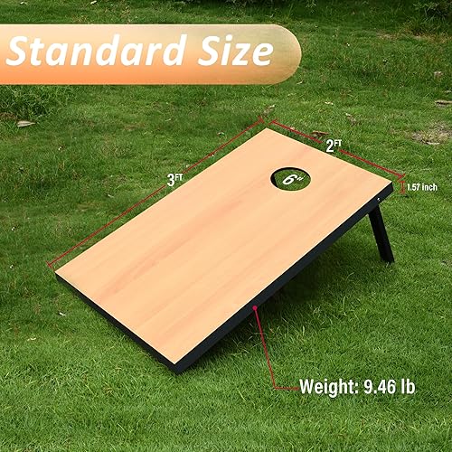 Miniatura 9 de Juego de cornhole, tableros de Cornhole de tamaño reglamentario con 8 bolsas de frijoles y funda de transporte, 3 x 24 x 2 pulgadas, tablero de