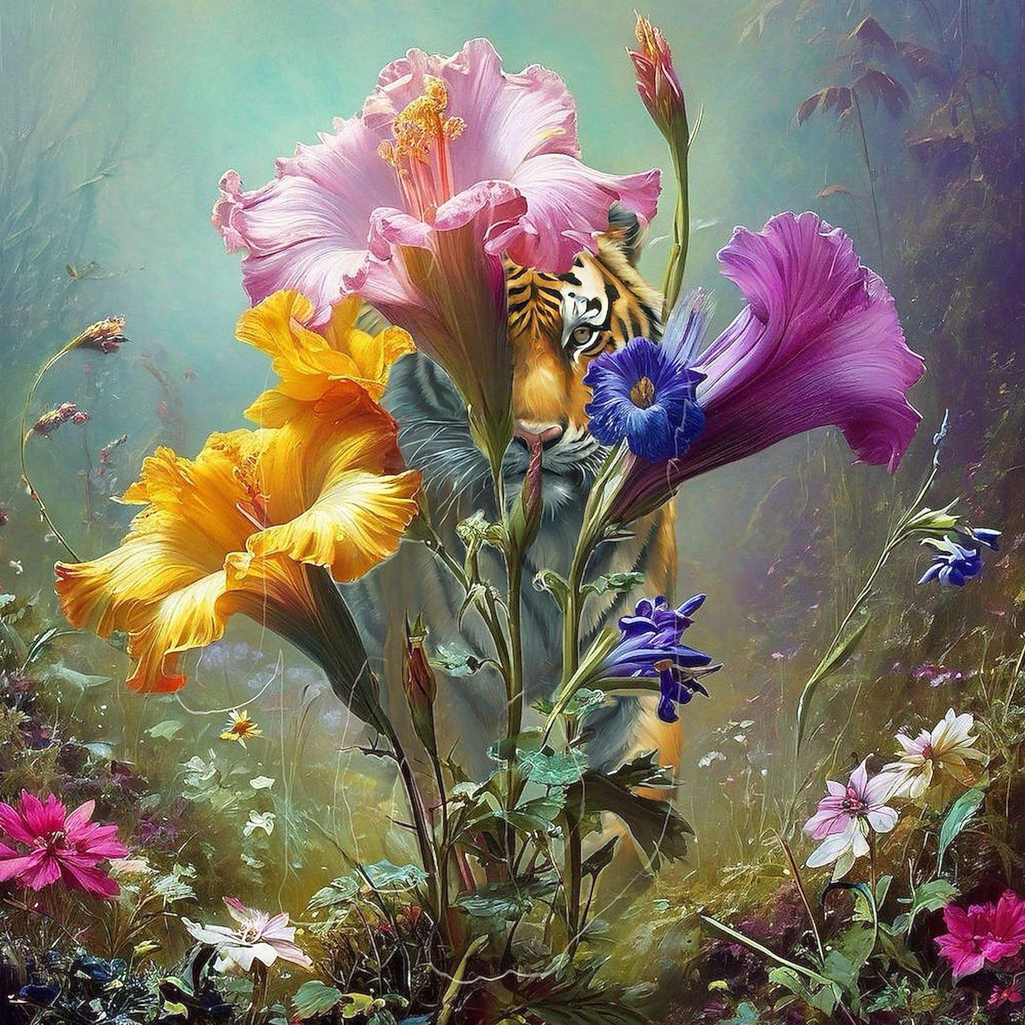 CafePress Tiger in Mystical Spring Hibiscus Baby Blanket, Super Soft Newborn Swaddle