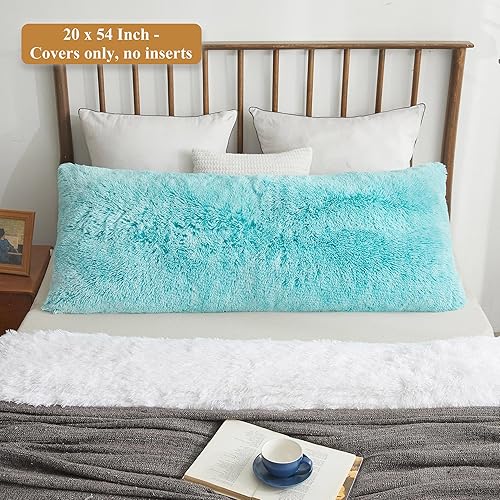 Miniatura 2 de XeGe Acogedora funda de almohada corporal larga y peluda de 20x54 pulgadas, funda de almohada corporal de piel sintética suave y difusa con