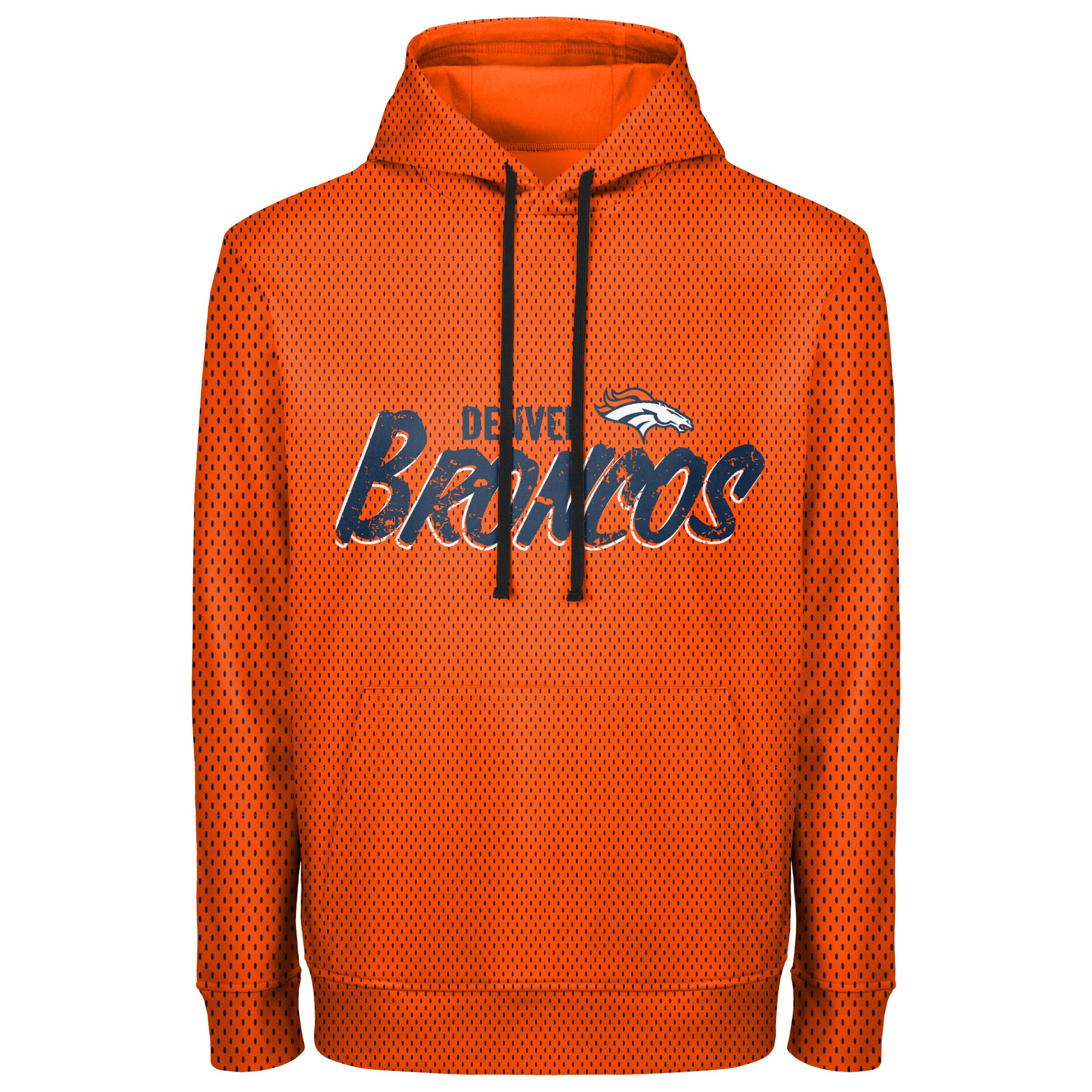 FOCO NFL Men's Officially Licensed Team Wordmark Distressed Performance Sideline Pullover Sweatshirt Hoodie, Denver Broncos, XX-L