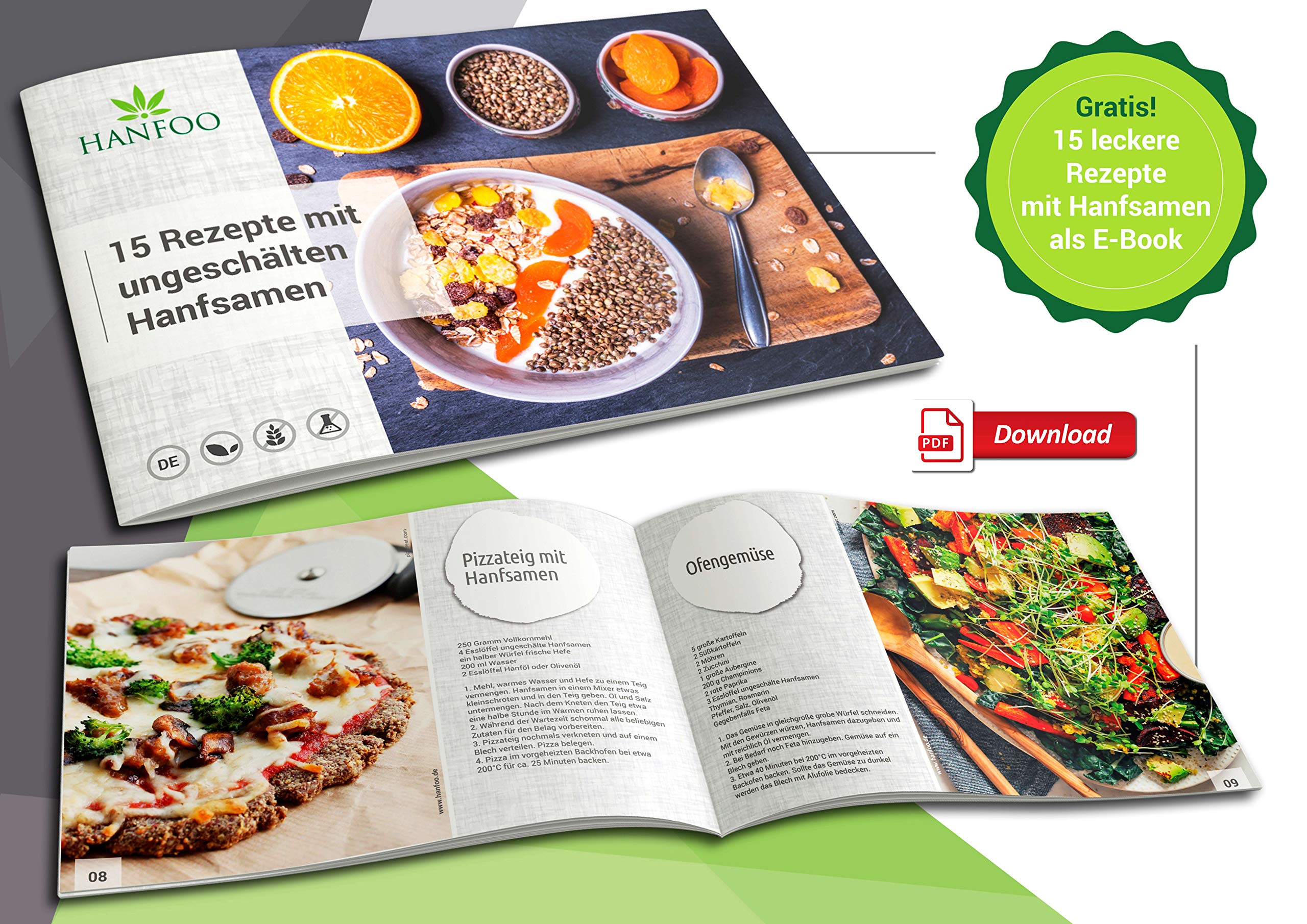 BIO Hanfsamen ungeschält 2kg aus Deutschland vom deutschen Biofeld + digitales Rezeptbuch