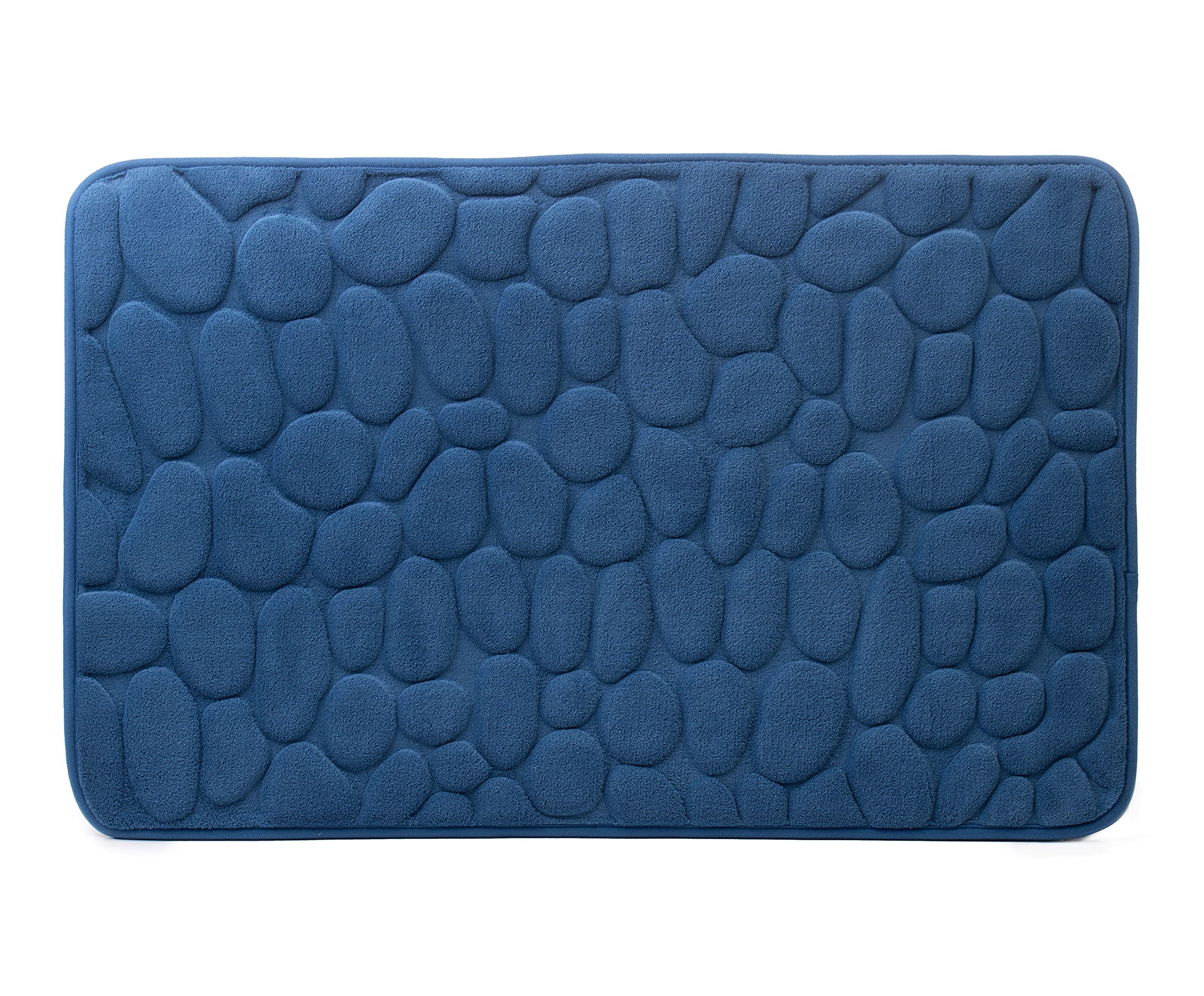 Amago Alfombra de Baño, Microfibra 100% Poliéster, Motivo de Piedra, 50 x 80 cm - Azul