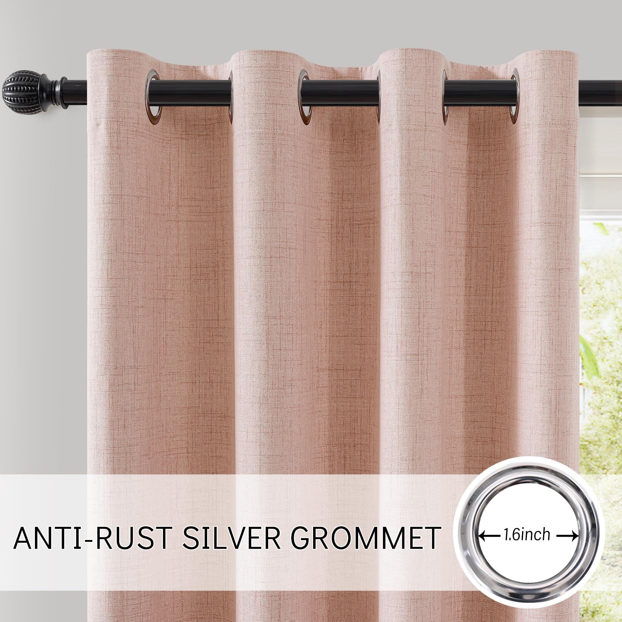 Leinenvorhänge for den Raum, Verdunkelungsvorhang, vollständiger, Sichtschutz mit Ösen Oben, thermisches Fensterpaneel(Pink,52" W x 54" L (Pack of 2))