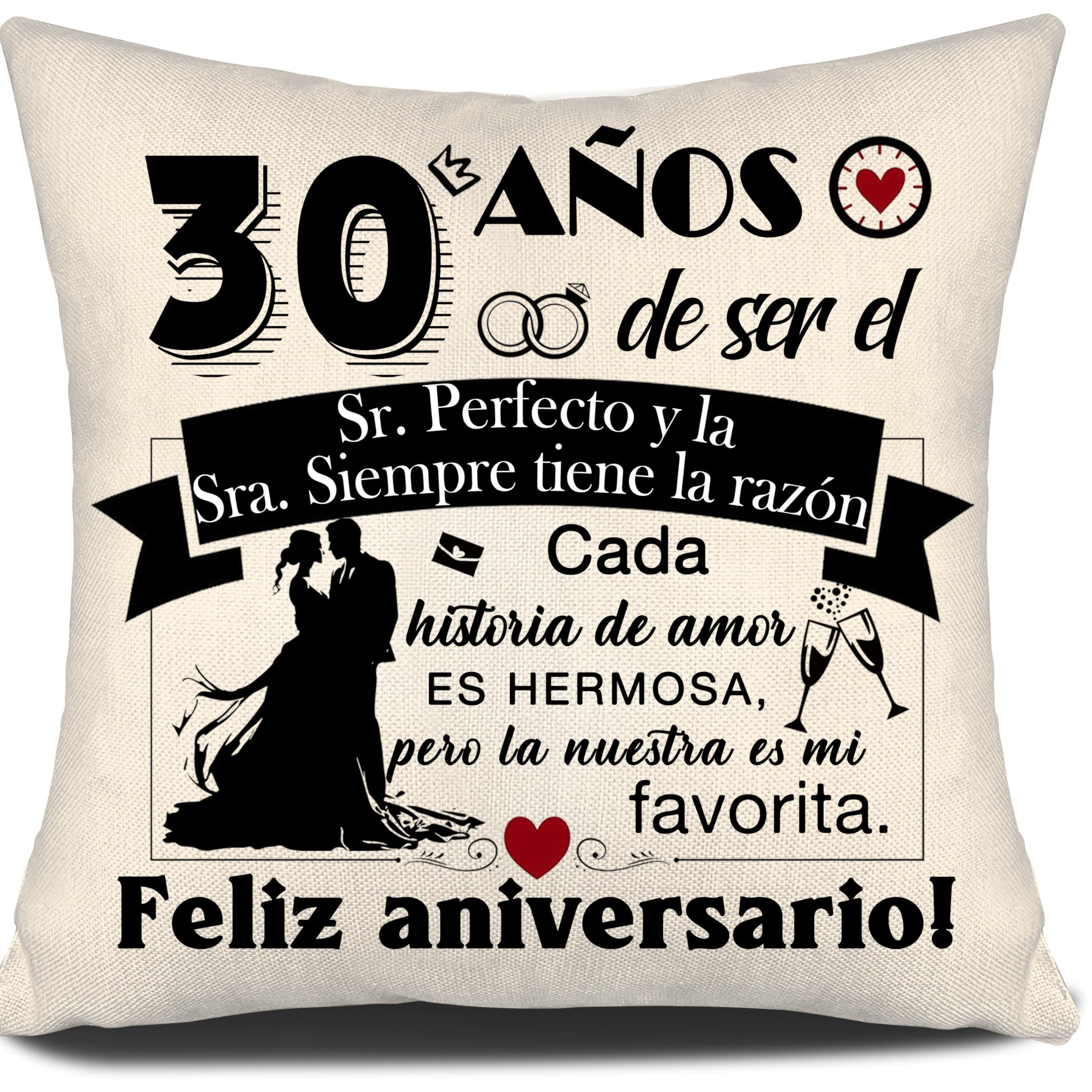 Aosumin 30 años de ser el Sr Sra. Siempre Tiene la razón 30 Aniversario de Regalo Fundas de Cojín de Matrimonio para Parejas Marido Esposa Padres Tía Tío Amigos Aniversario de Boda (30-a)