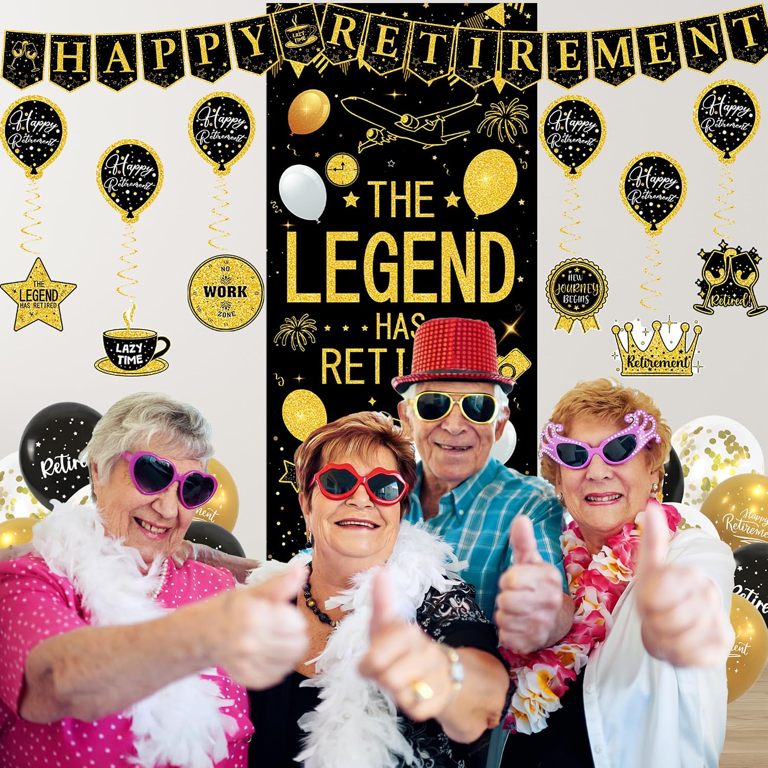 Roetyce Black Gold Retirement Party Decorations for Men Women image 4
