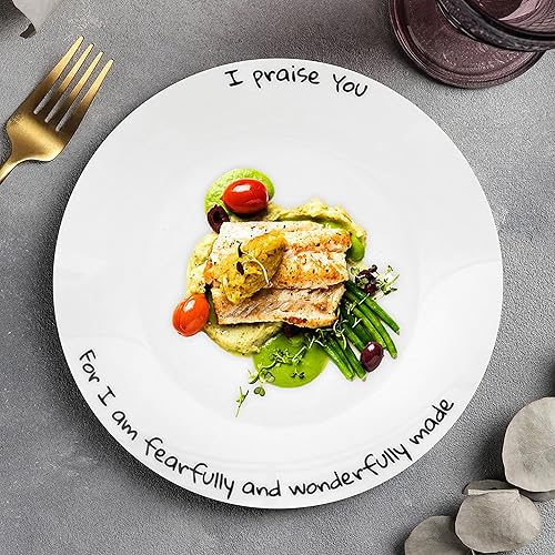 Miniatura 6 de Platos llanos de porcelana, 4 platos redondos blancos de postre o ensalada, platos para servir, juego de vajilla, resistentes a los arañazos, aptos