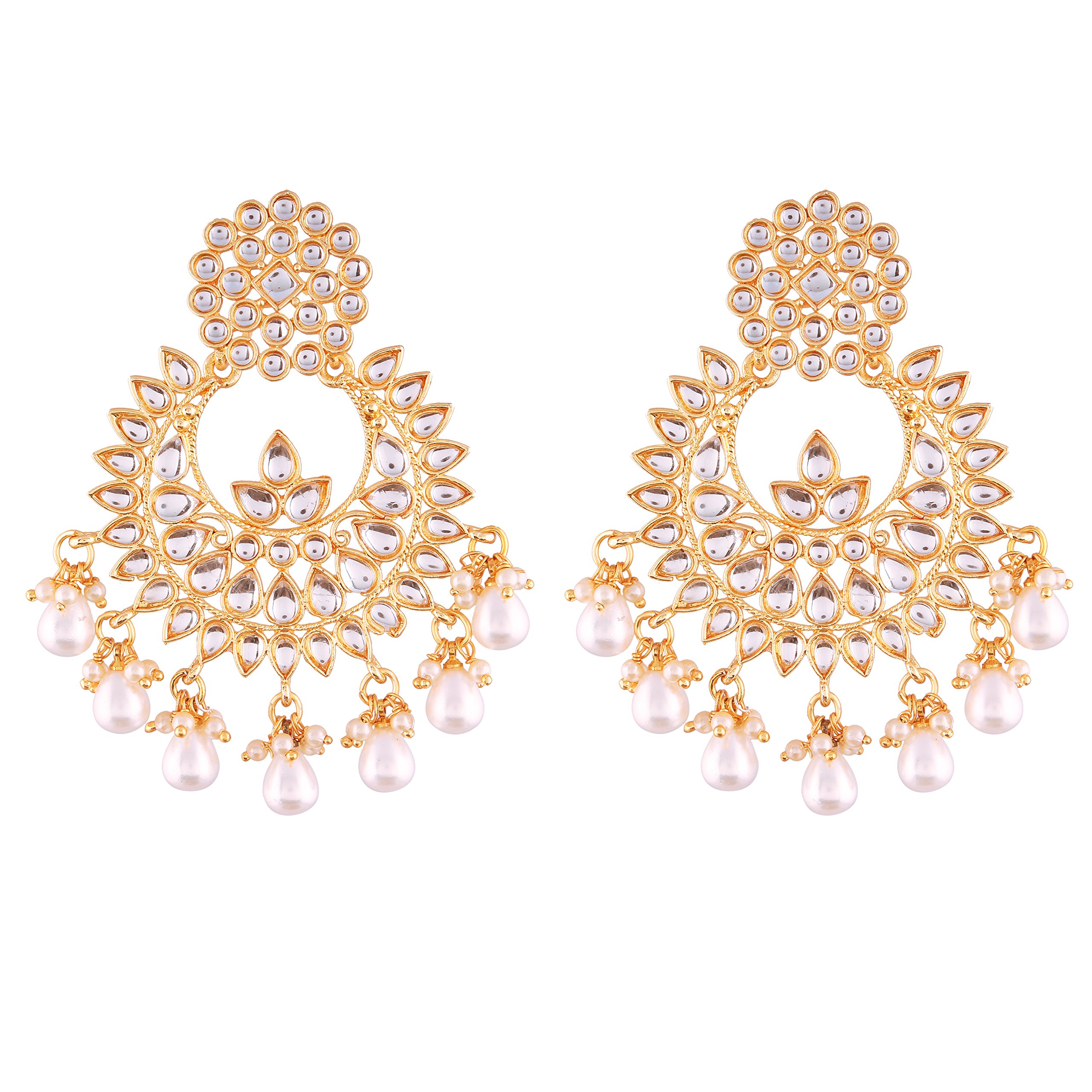 I Jewels Traditional Gold Plated Chandbali Earrings Encased With Faux Kundans For Women/Girls (E2456WM) (B075FS4S38) Amazon Price History, Amazon Price Tracker